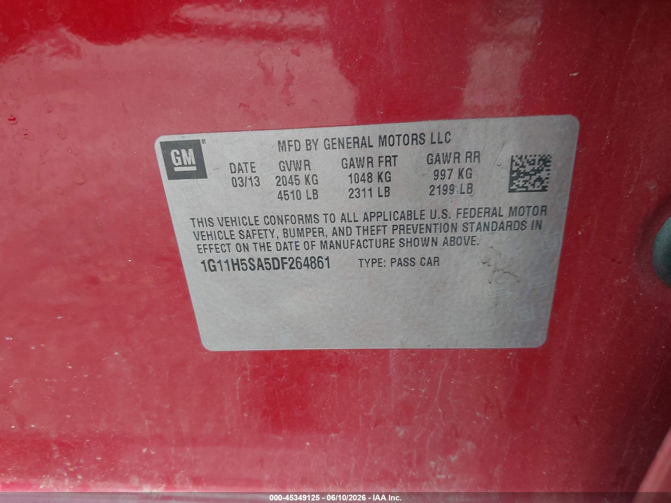 2013 Chevrolet Malibu 1lz Red vin: 1G11H5SA5DF264861