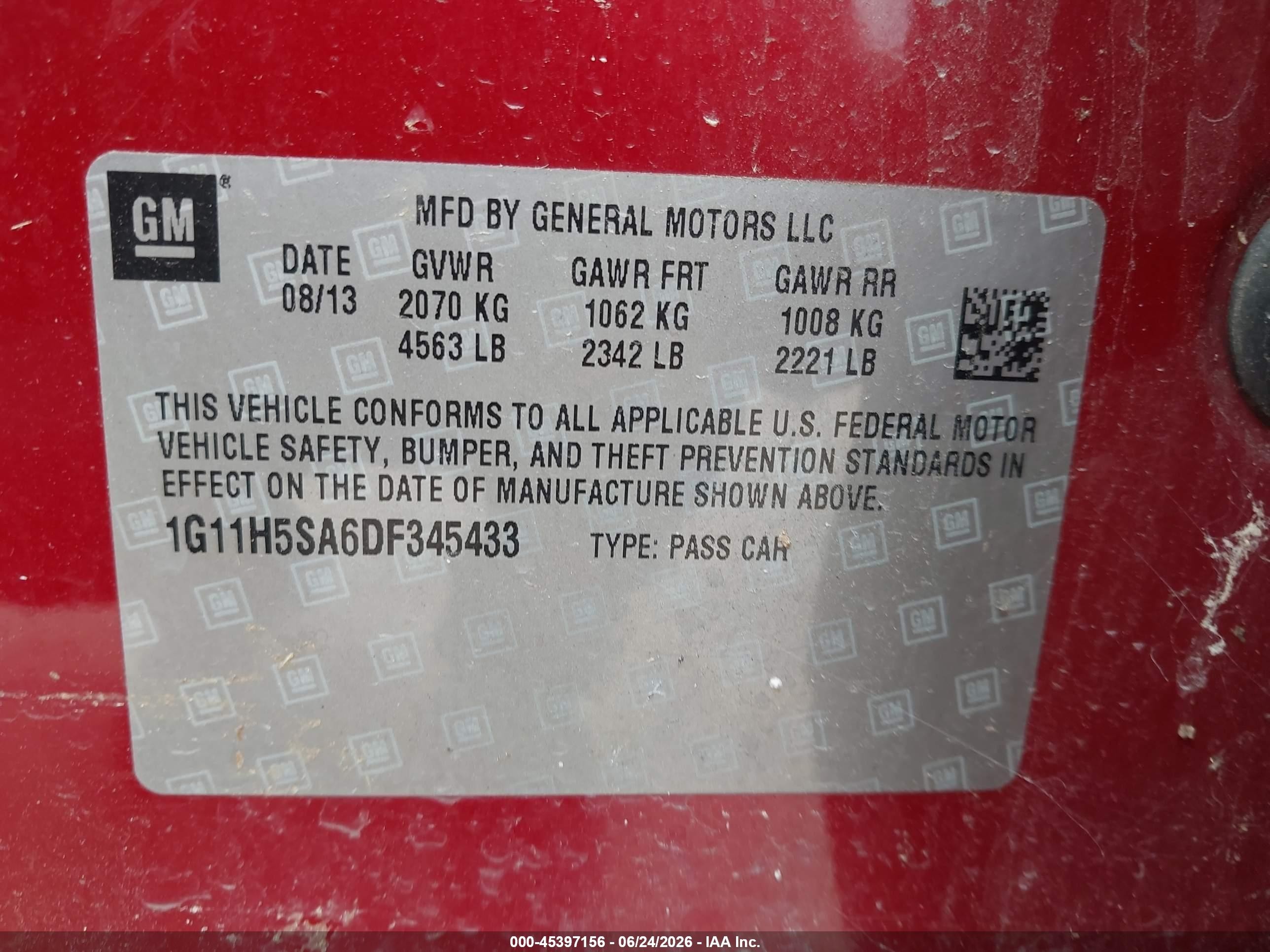 2013 Chevrolet Malibu 1lz Red vin: 1G11H5SA6DF345433
