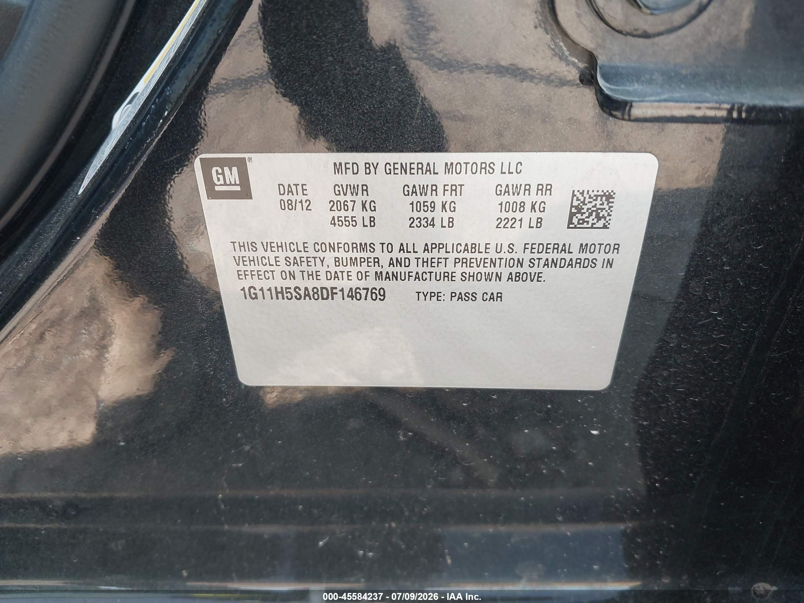 2013 Chevrolet Malibu 1lz Black vin: 1G11H5SA8DF146769