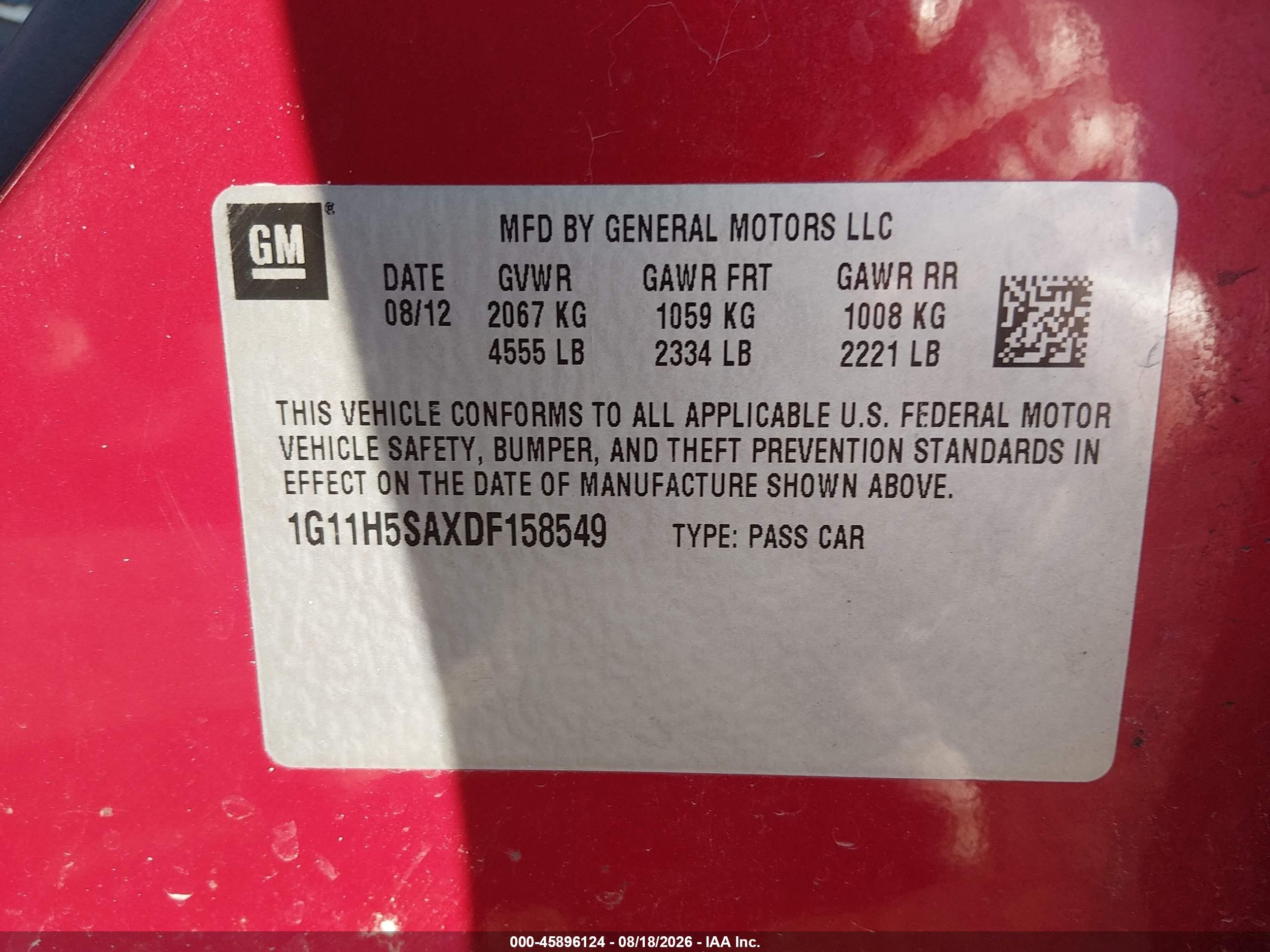 2013 Chevrolet Malibu 1lz Красный vin: 1G11H5SAXDF158549