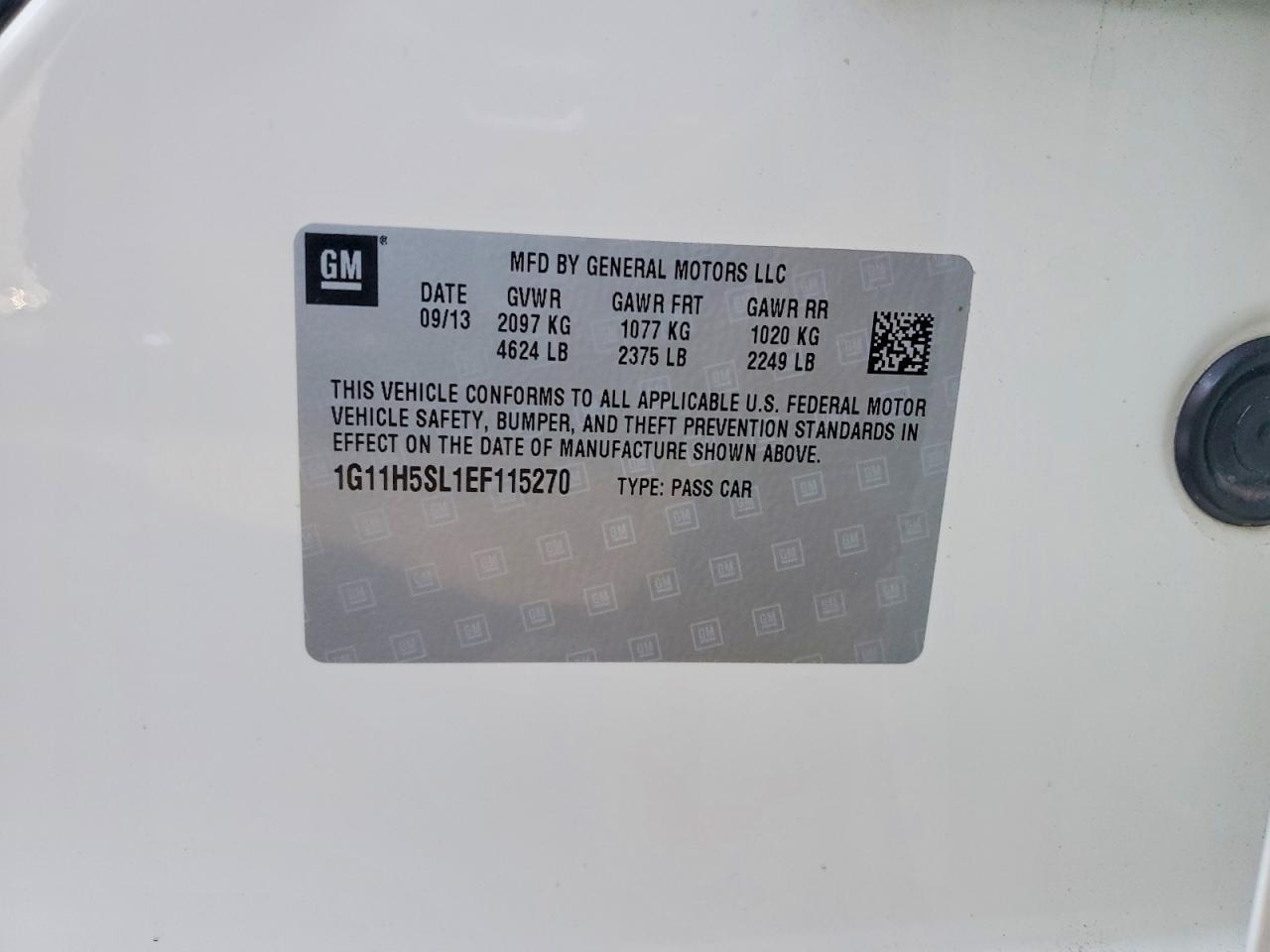 2014 Chevrolet Malibu Ltz White vin: 1G11H5SL1EF115270