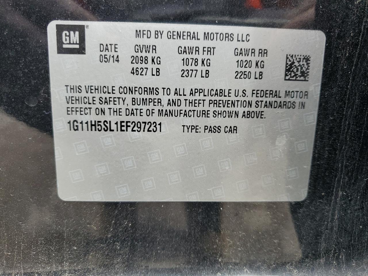 2014 Chevrolet Malibu Ltz Charcoal vin: 1G11H5SL1EF297231
