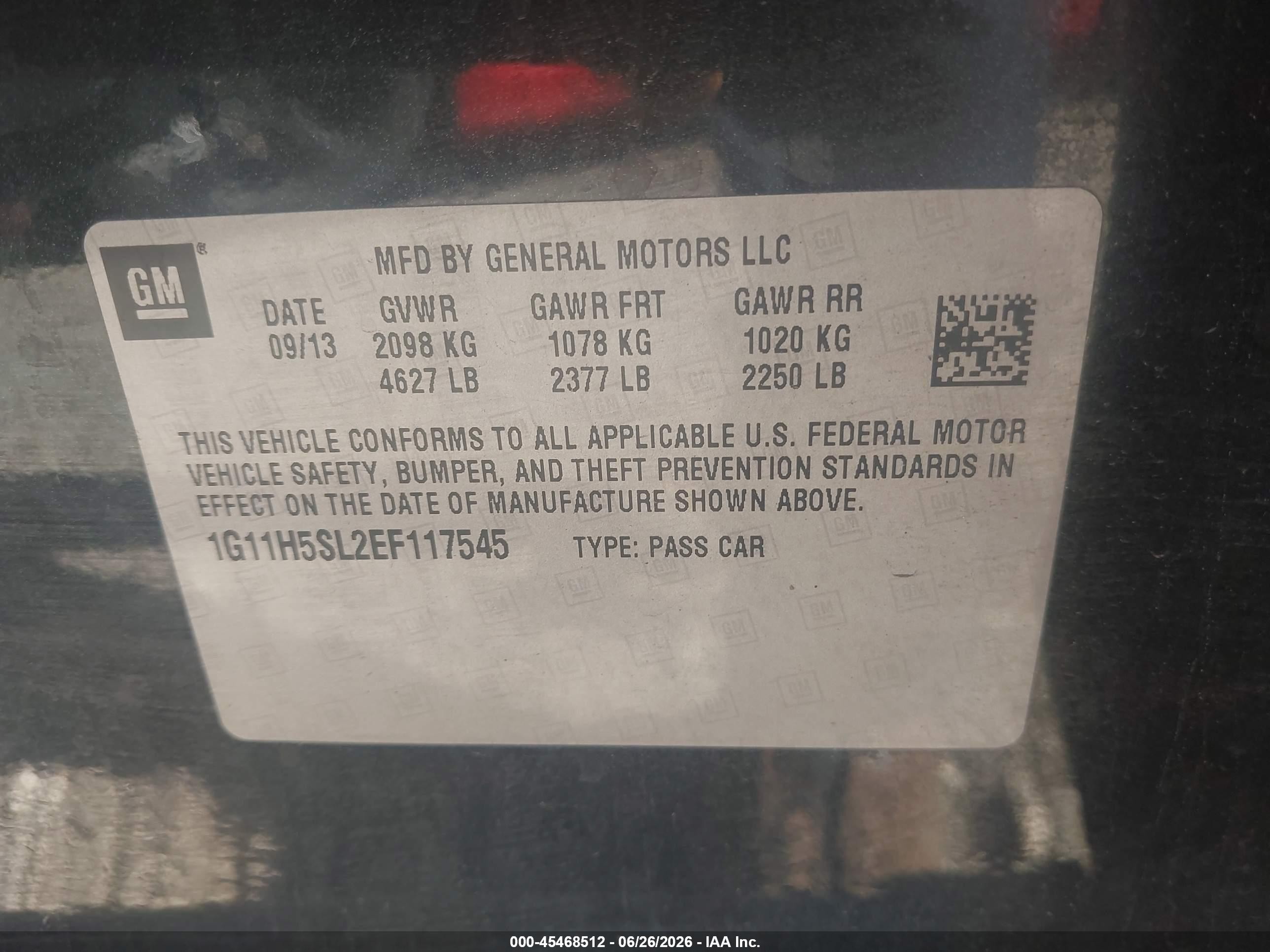 2014 Chevrolet Malibu 1lz Черный vin: 1G11H5SL2EF117545