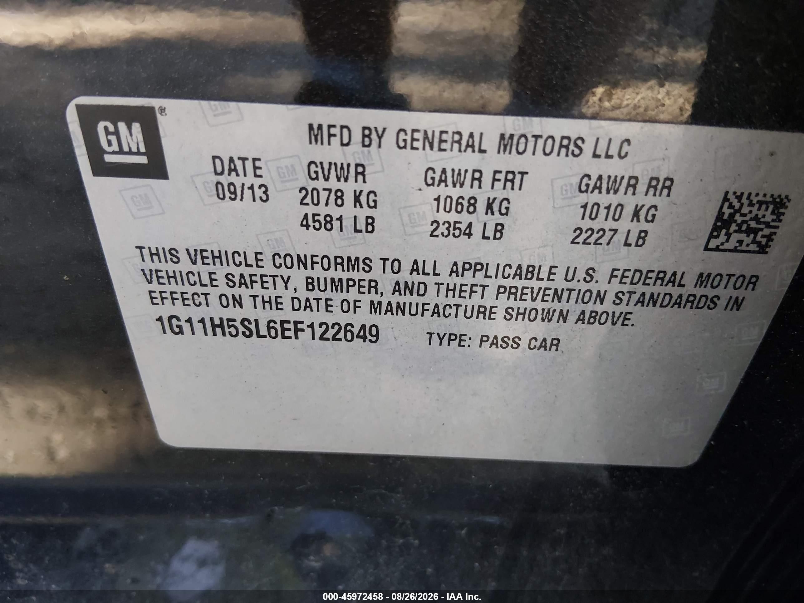 2014 Chevrolet Malibu 1lz Black vin: 1G11H5SL6EF122649