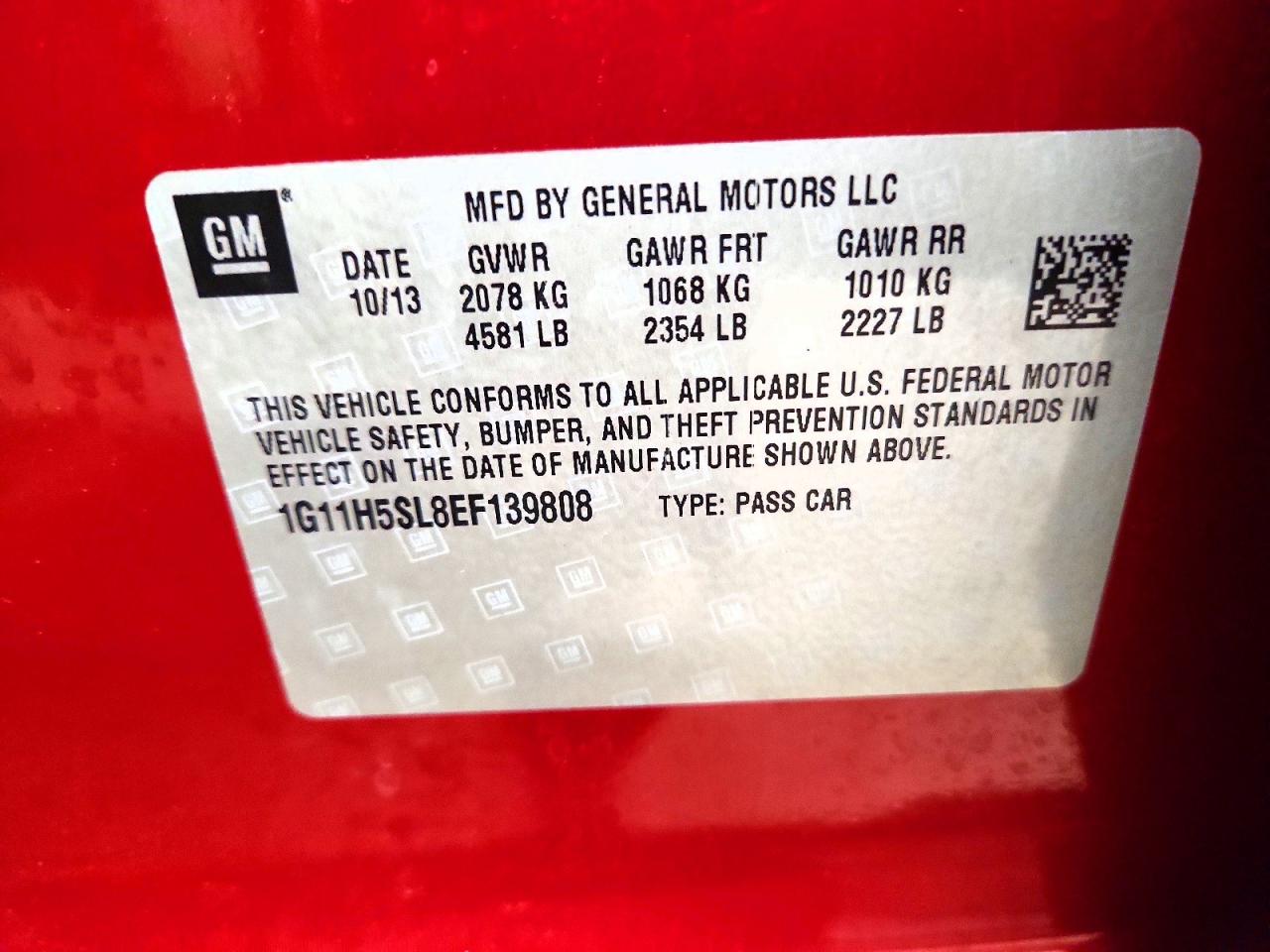 2014 Chevrolet Malibu Ltz Красный vin: 1G11H5SL8EF139808