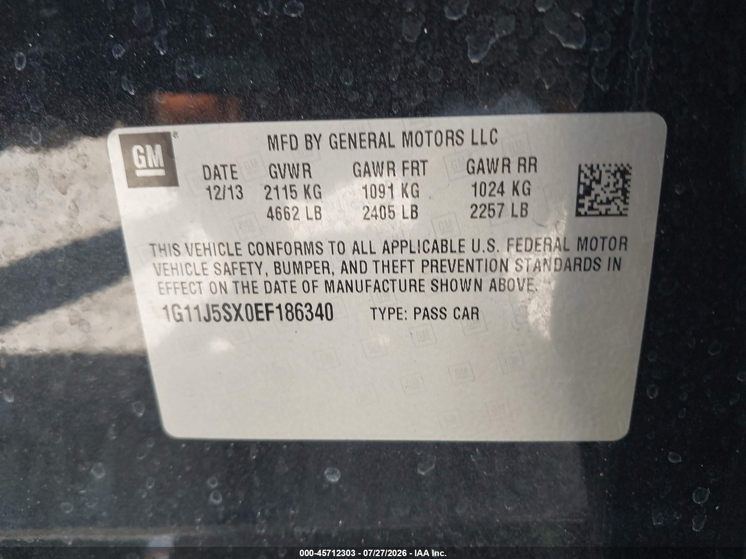 2014 Chevrolet Malibu 2lz Black vin: 1G11J5SX0EF186340