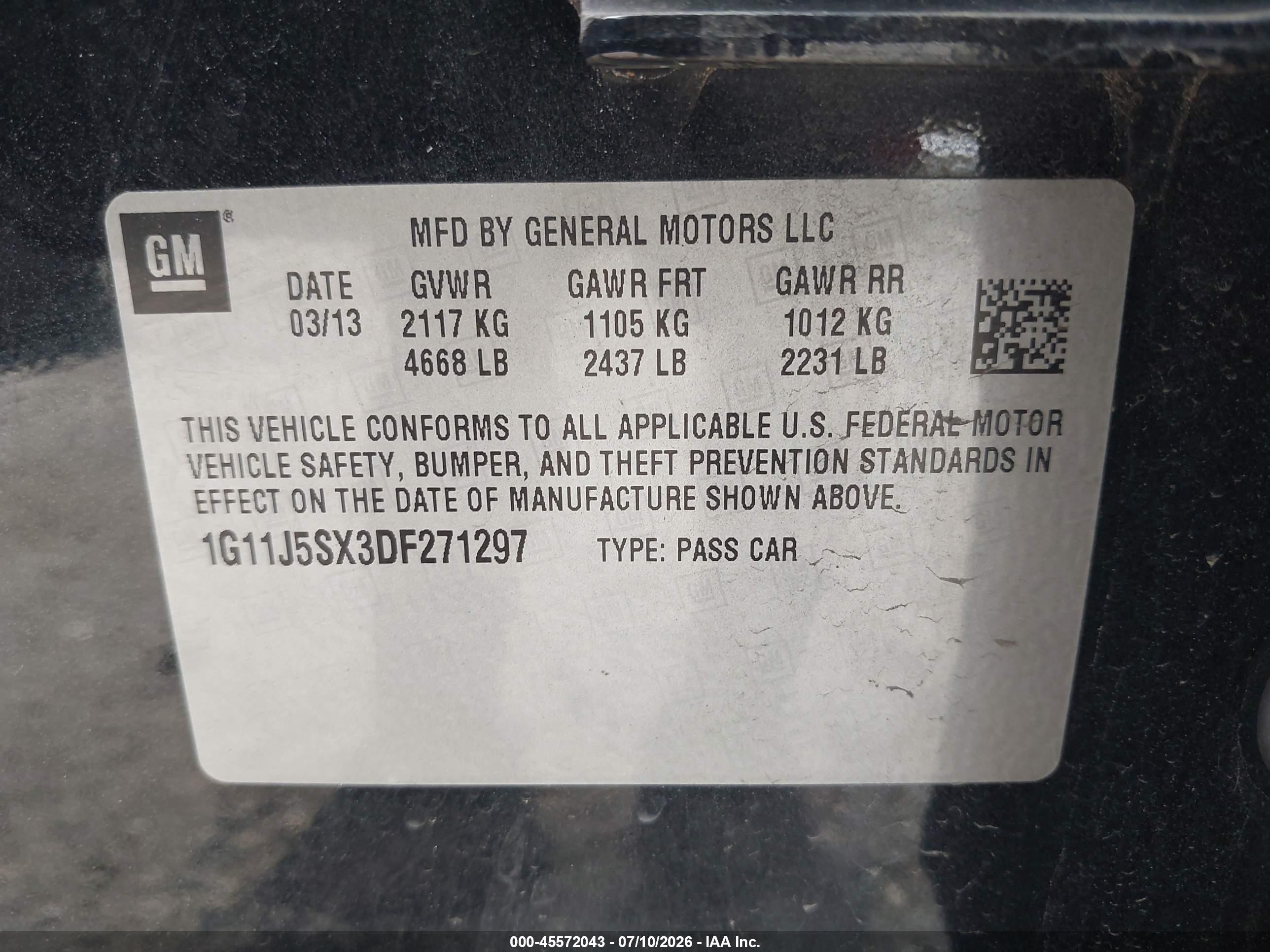 2013 Chevrolet Malibu 2lz Black vin: 1G11J5SX3DF271297