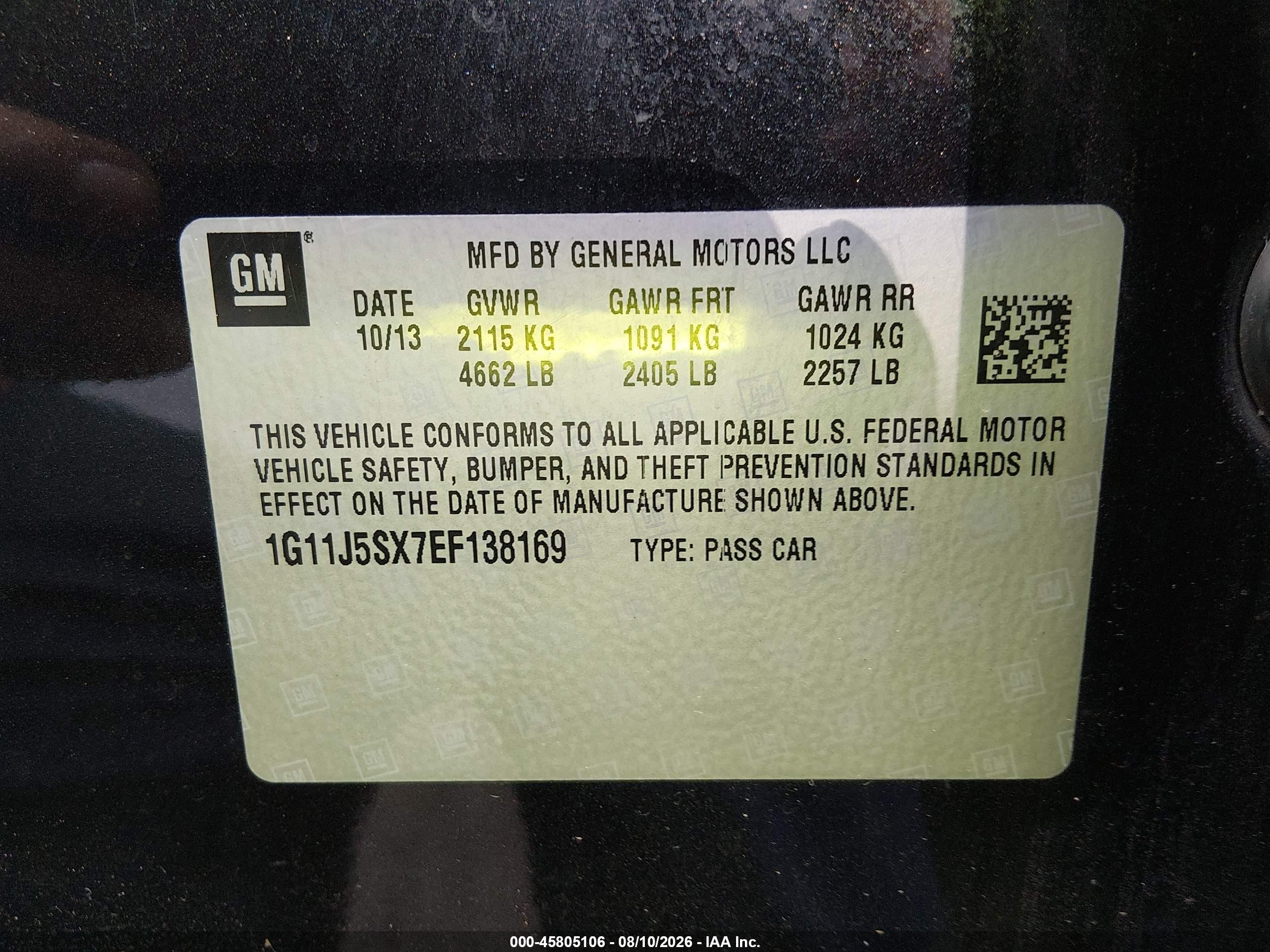 2014 Chevrolet Malibu 2lz Black vin: 1G11J5SX7EF138169