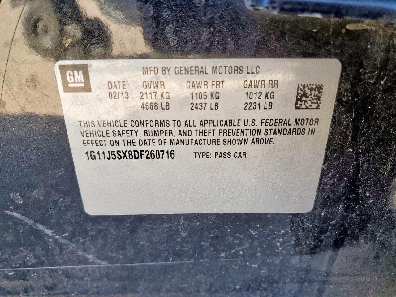 2013 Chevrolet Malibu Ltz Black vin: 1G11J5SX8DF260716