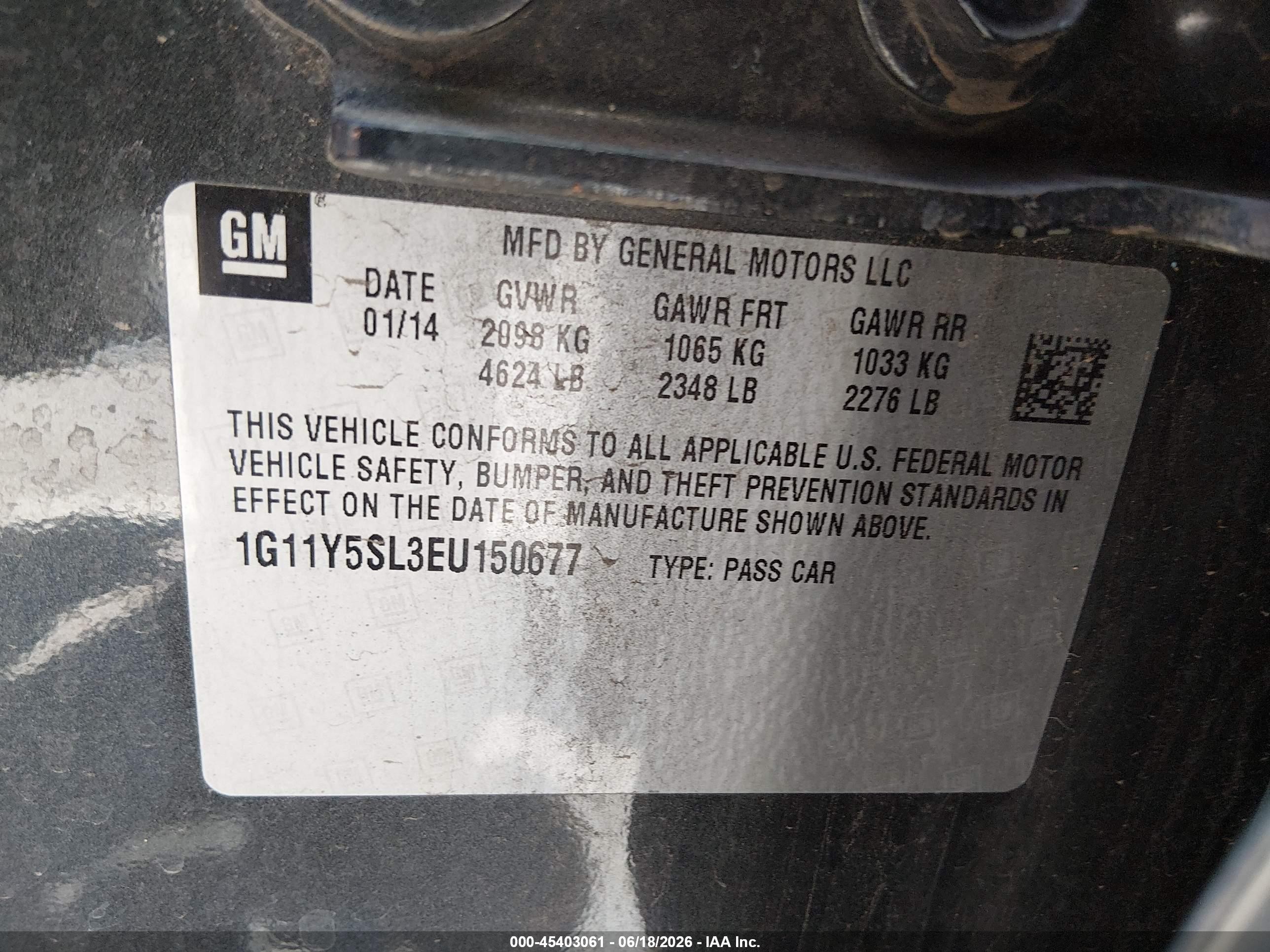 2014 Chevrolet Impala 1ls Black vin: 1G11Y5SL3EU150677