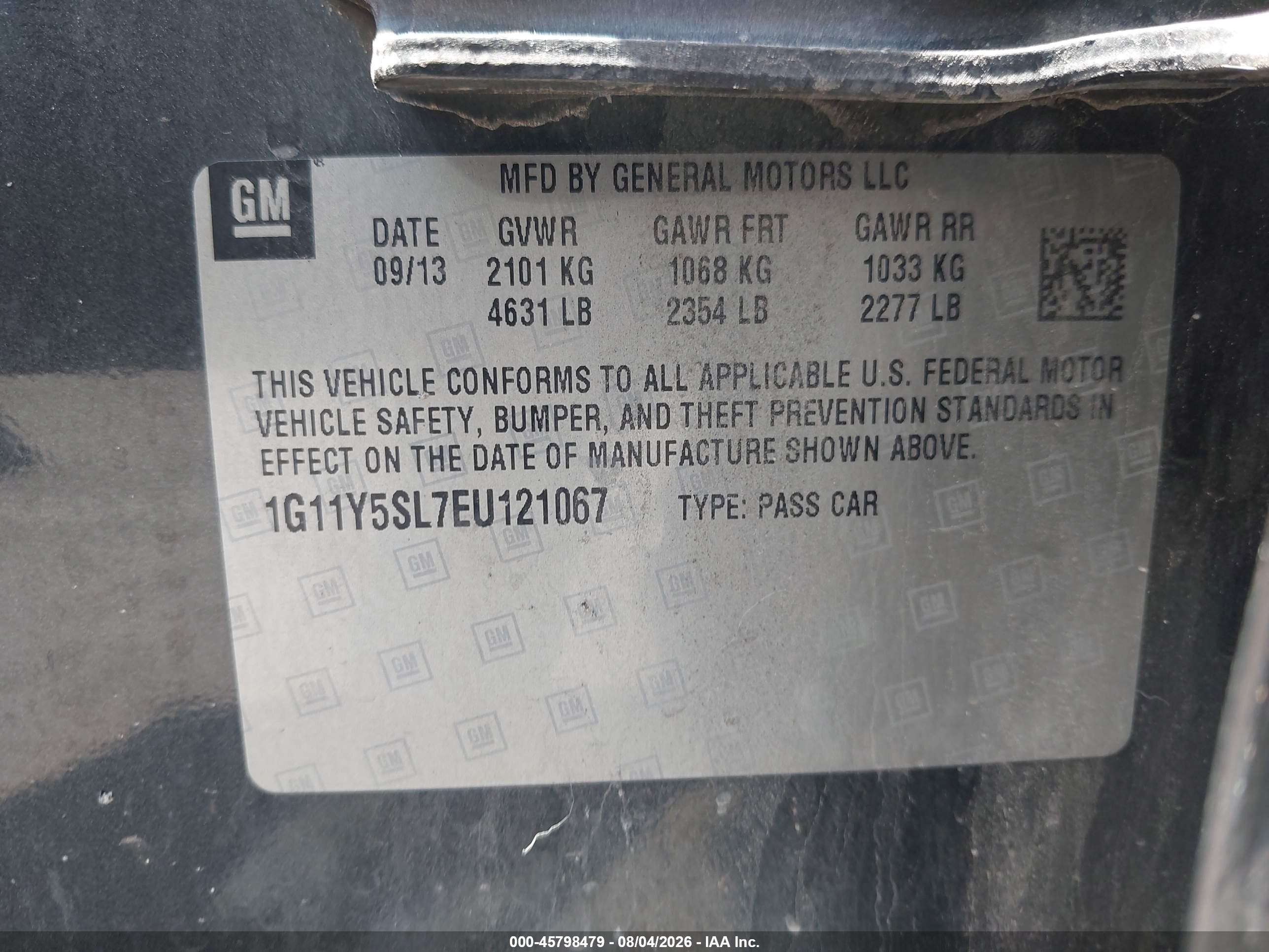 2014 Chevrolet Impala 1ls Gray vin: 1G11Y5SL7EU121067