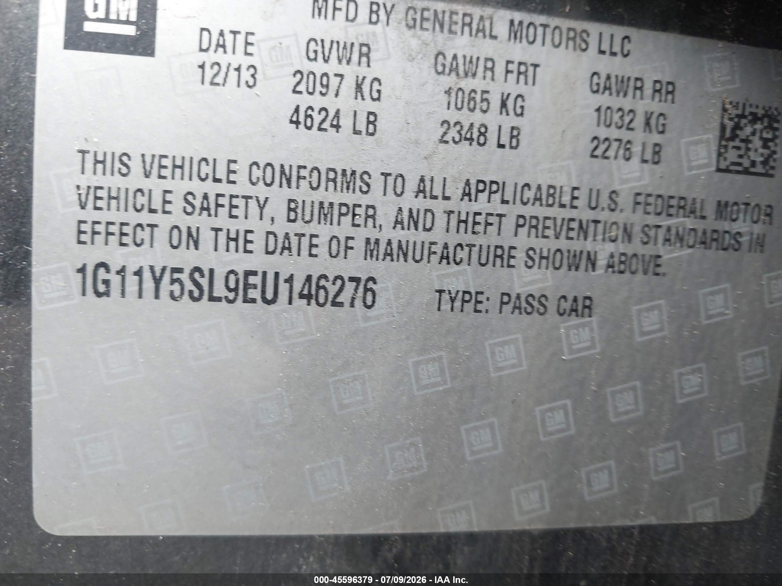 2014 Chevrolet Impala 1ls Black vin: 1G11Y5SL9EU146276