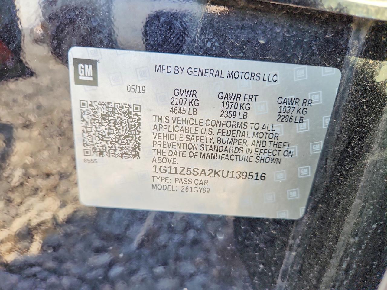 2019 Chevrolet Impala Lt Black vin: 1G11Z5SA2KU139516