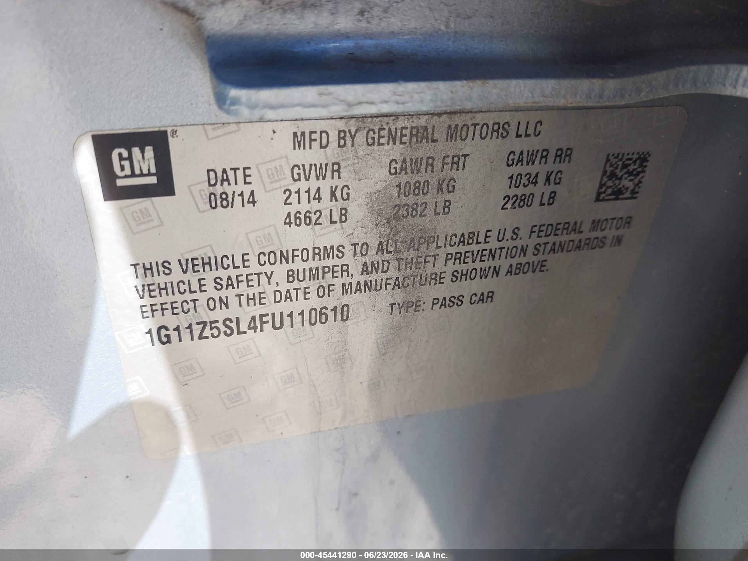 2015 Chevrolet Impala Ls Silver vin: 1G11Z5SL4FU110610