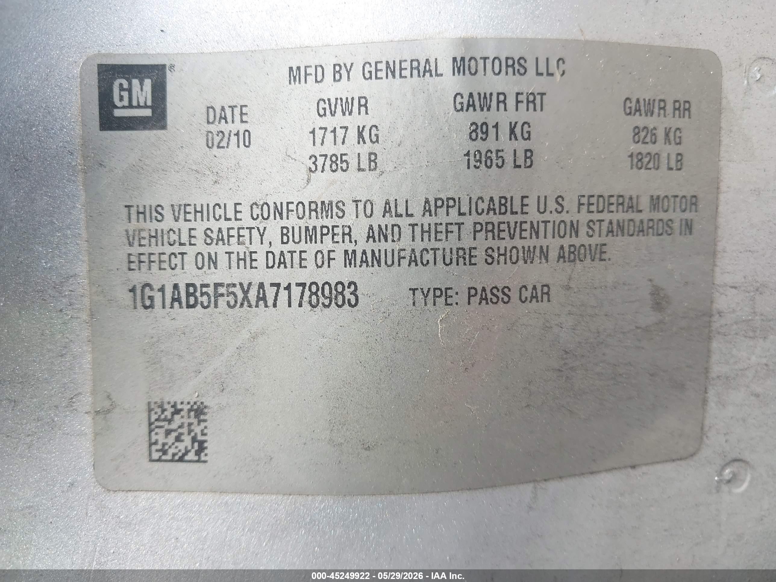 2010 Chevrolet Cobalt Ls Silver vin: 1G1AB5F5XA7178983