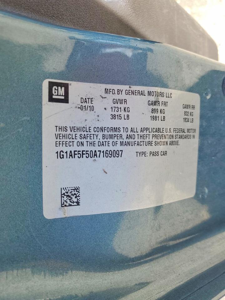 2010 Chevrolet Cobalt 2lt Teal vin: 1G1AF5F50A7169097