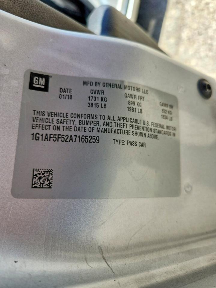 2010 Chevrolet Cobalt 2lt Серебряный vin: 1G1AF5F52A7165259