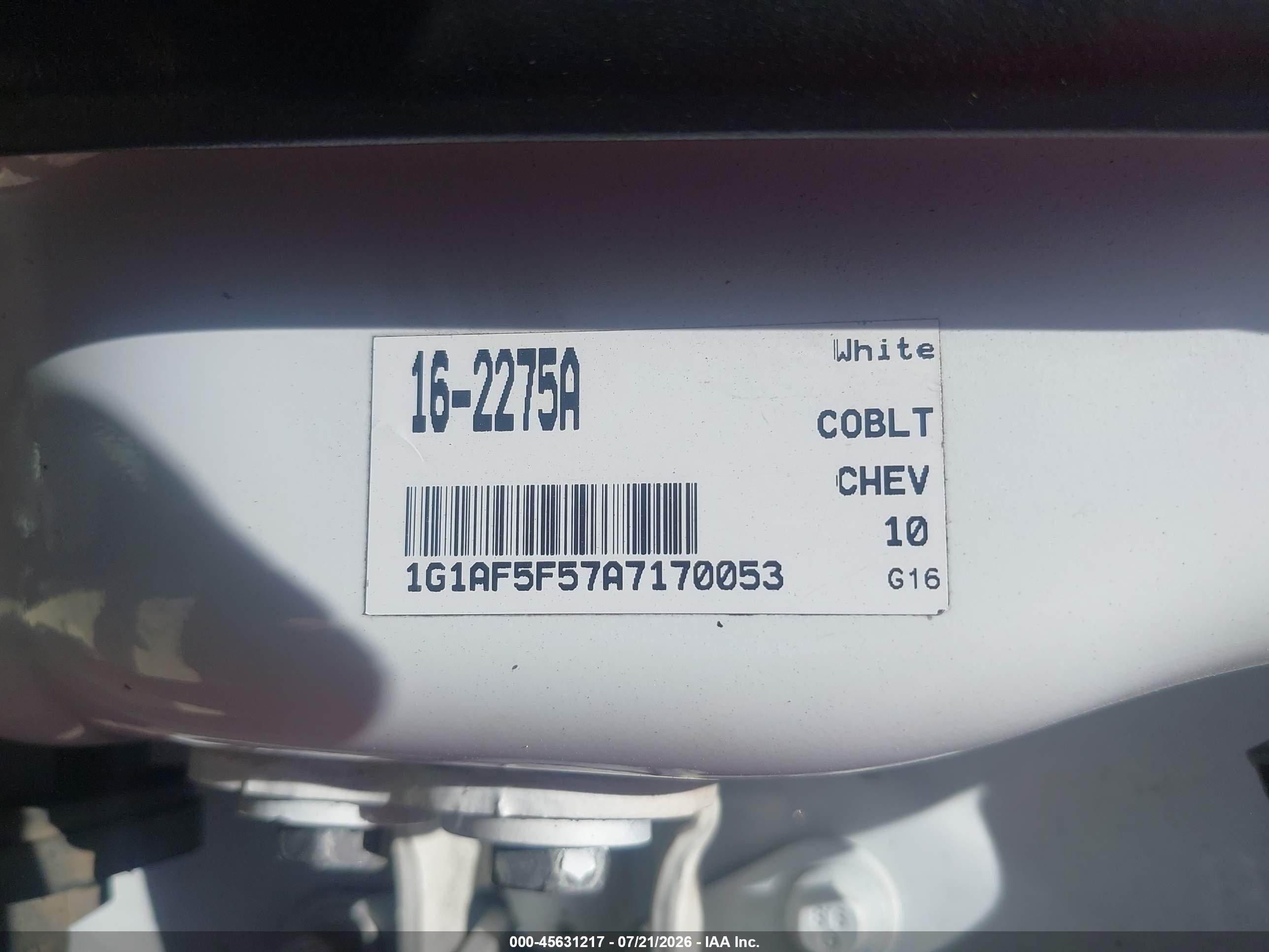 2010 Chevrolet Cobalt Lt White vin: 1G1AF5F57A7170053