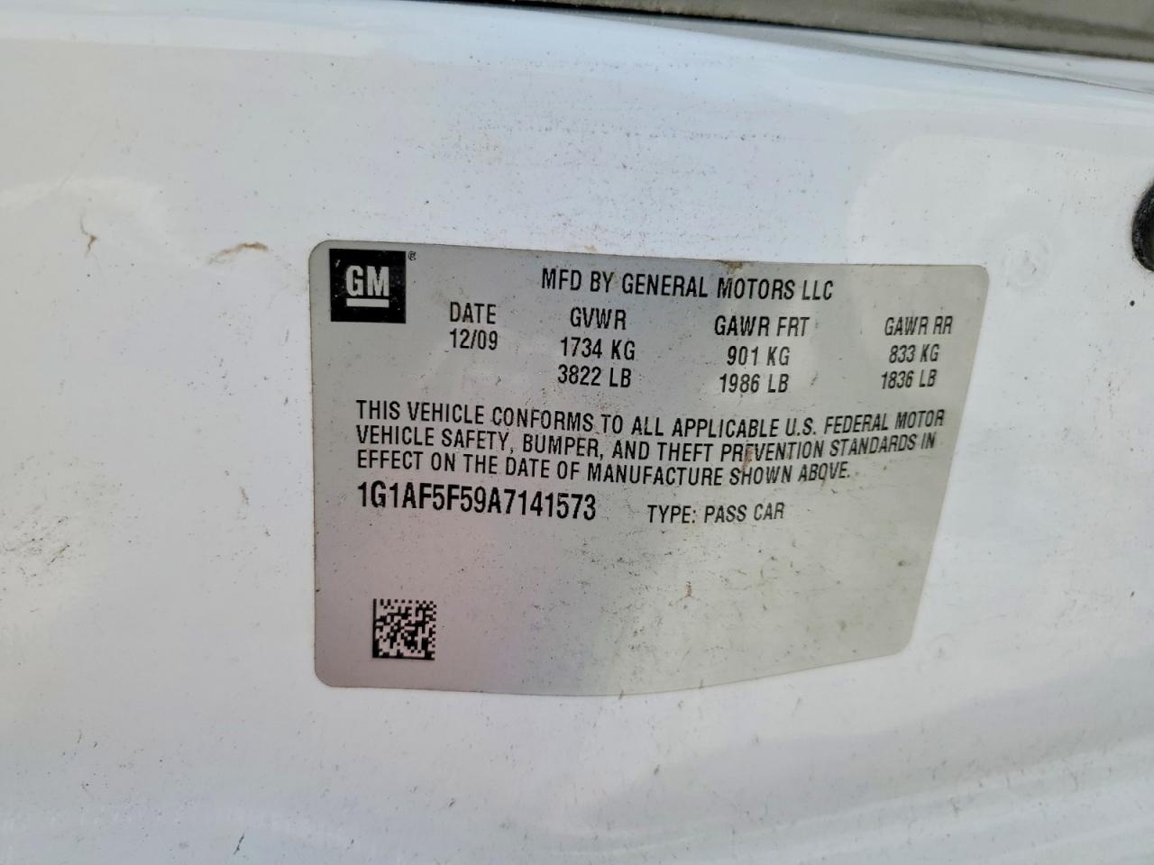 2010 Chevrolet Cobalt 2lt White vin: 1G1AF5F59A7141573