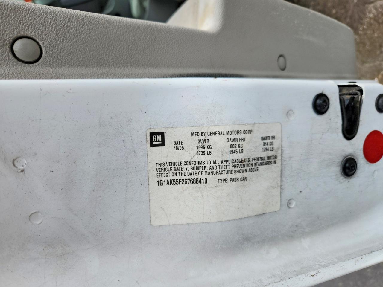 2006 Chevrolet Cobalt Ls Белый vin: 1G1AK55F267688410