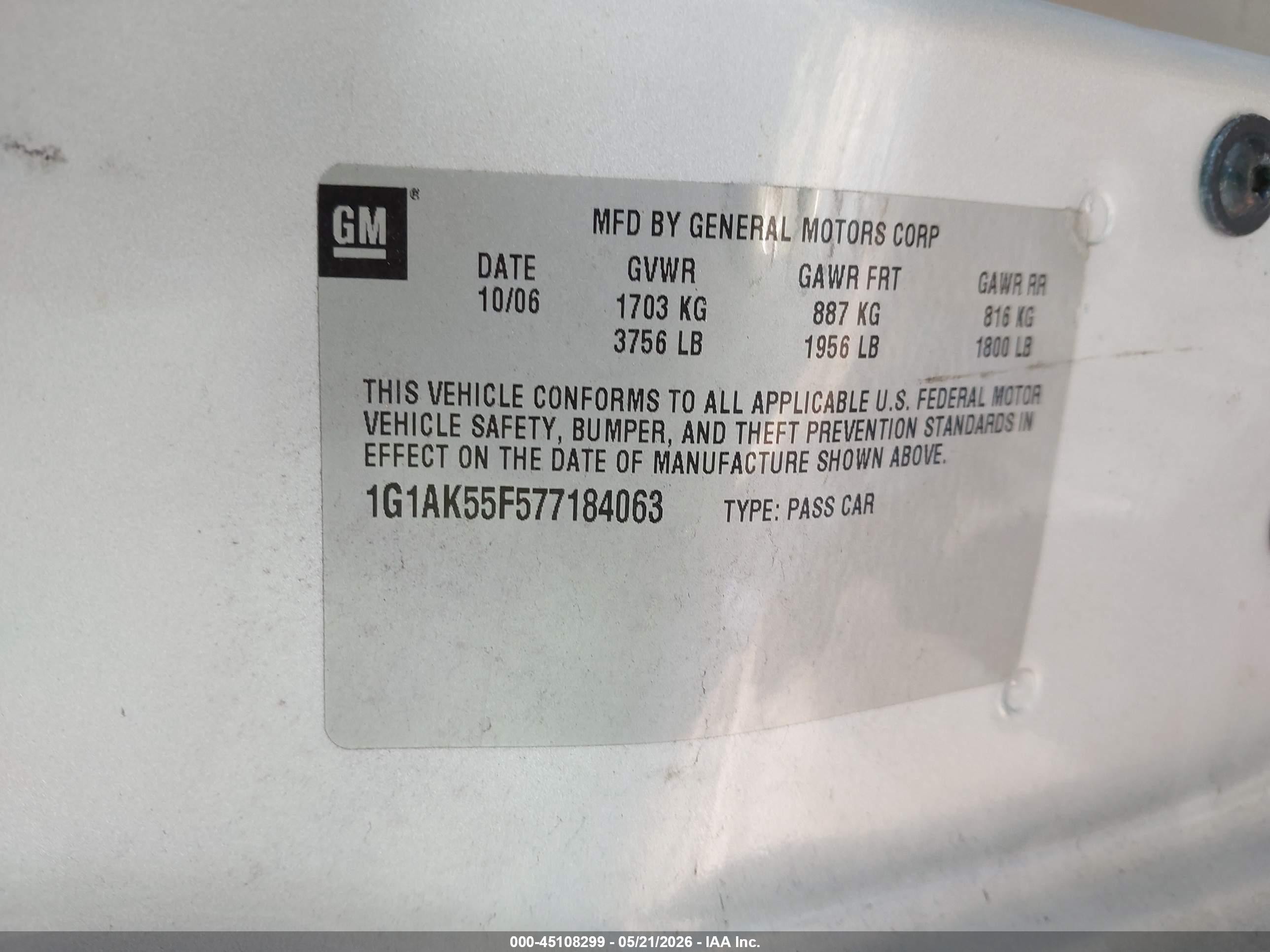 2007 Chevrolet Cobalt Ls Silver vin: 1G1AK55F577184063