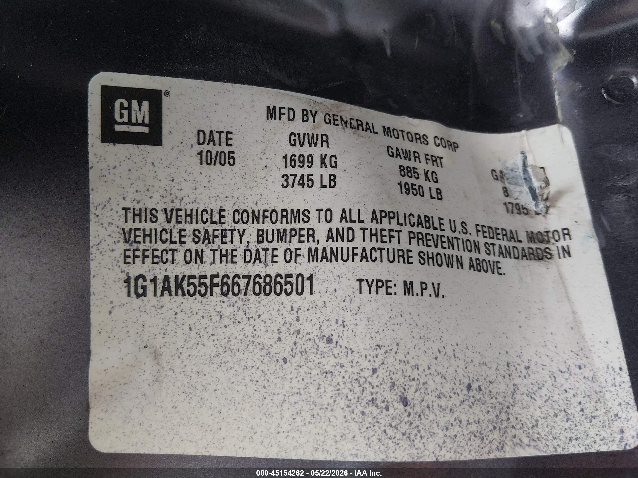 2006 Chevrolet Cobalt Ls Фиолетовый vin: 1G1AK55F667686501