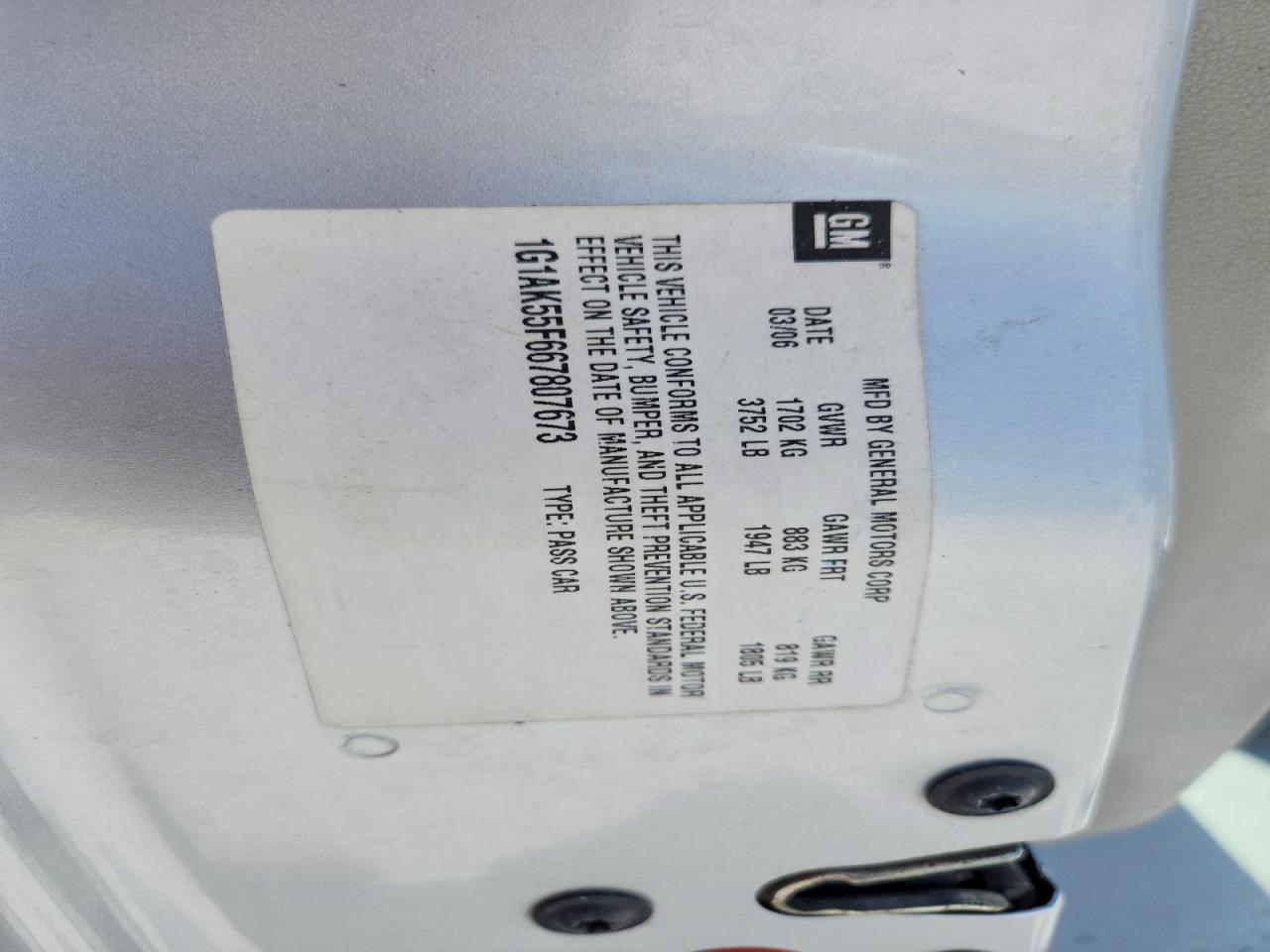 2006 Chevrolet Cobalt Ls Серебряный vin: 1G1AK55F667807673