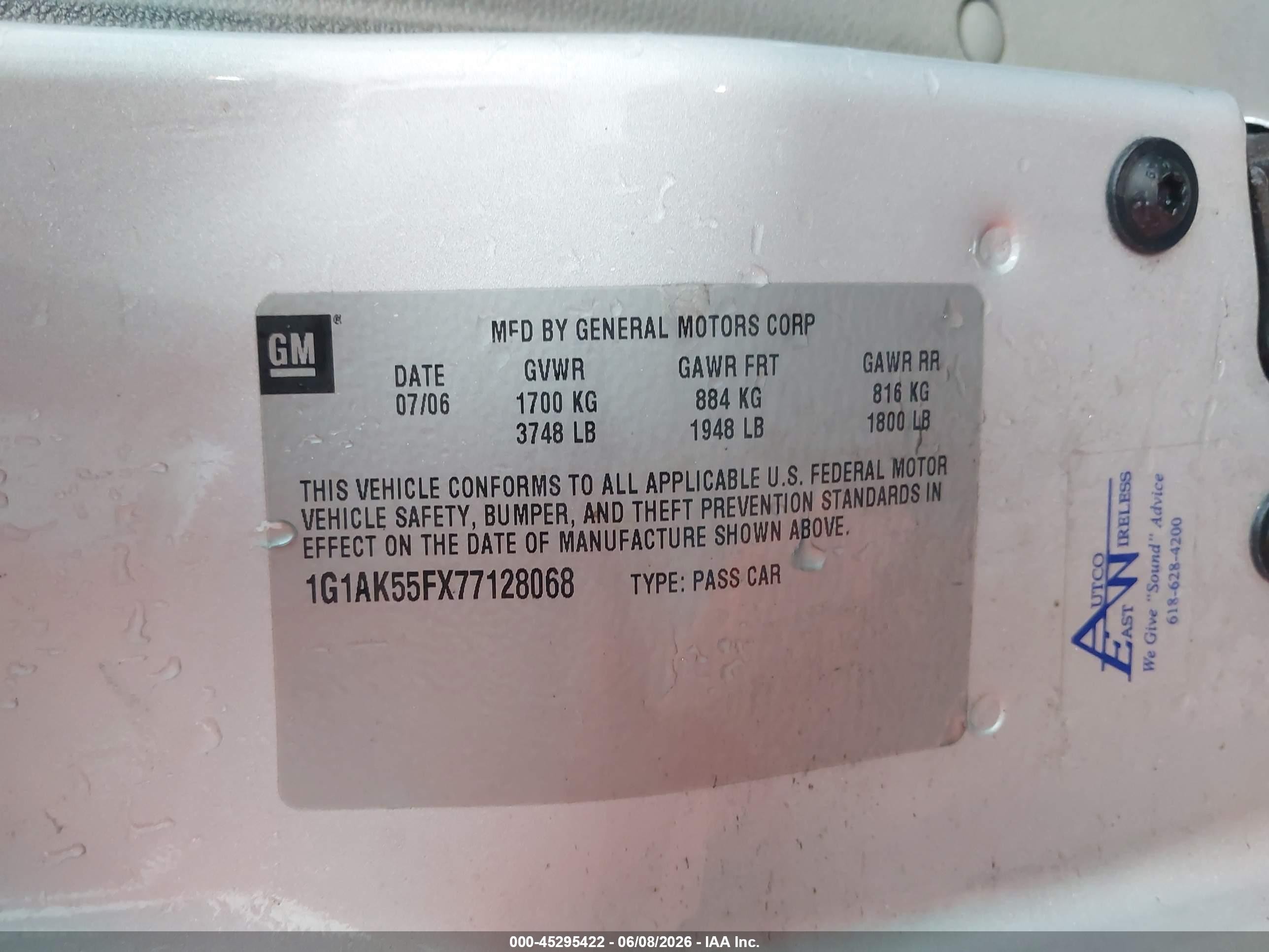 2007 Chevrolet Cobalt Ls Серебряный vin: 1G1AK55FX77128068