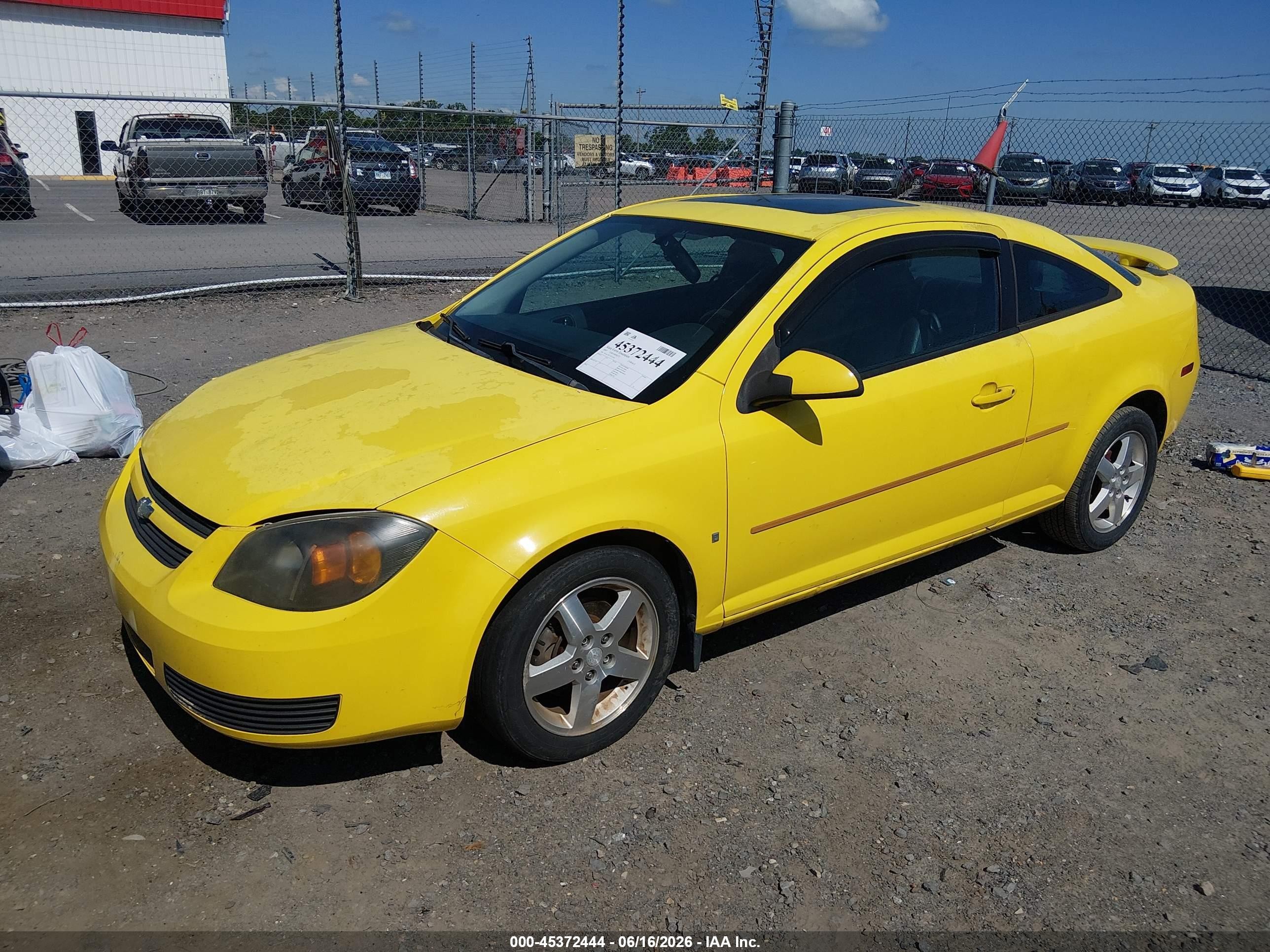 2007 Chevrolet Cobalt Lt Yellow vin: 1G1AL15F177215055