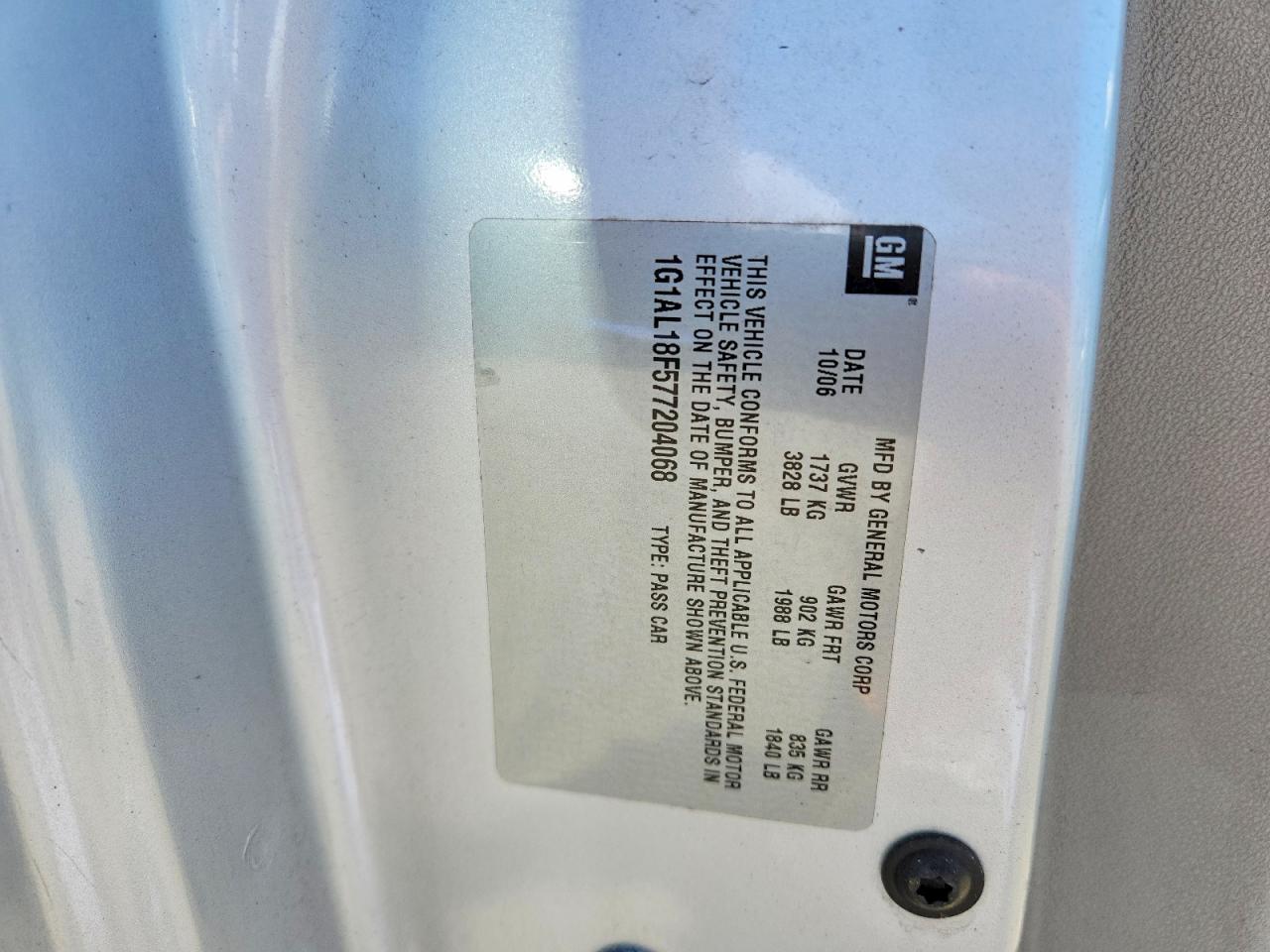 2007 Chevrolet Cobalt Lt Silver vin: 1G1AL18F577204068