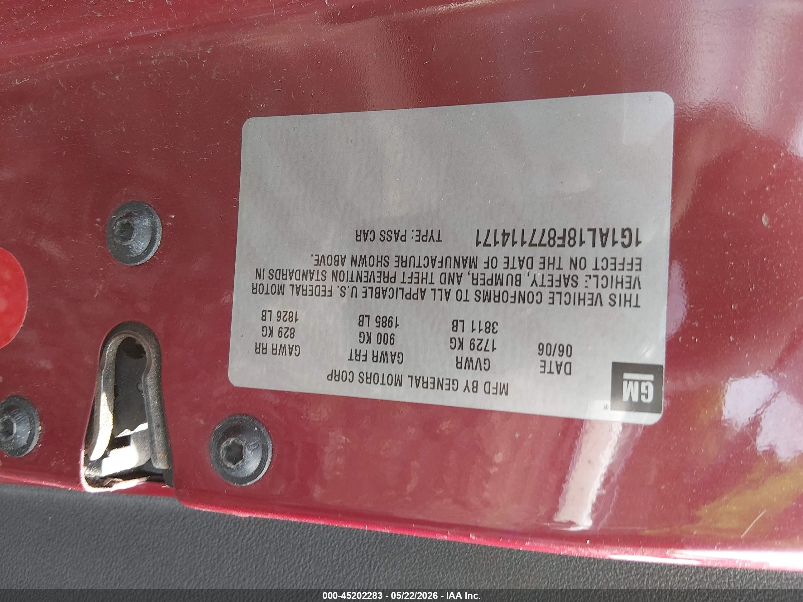 2007 Chevrolet Cobalt Lt Red vin: 1G1AL18F877114171