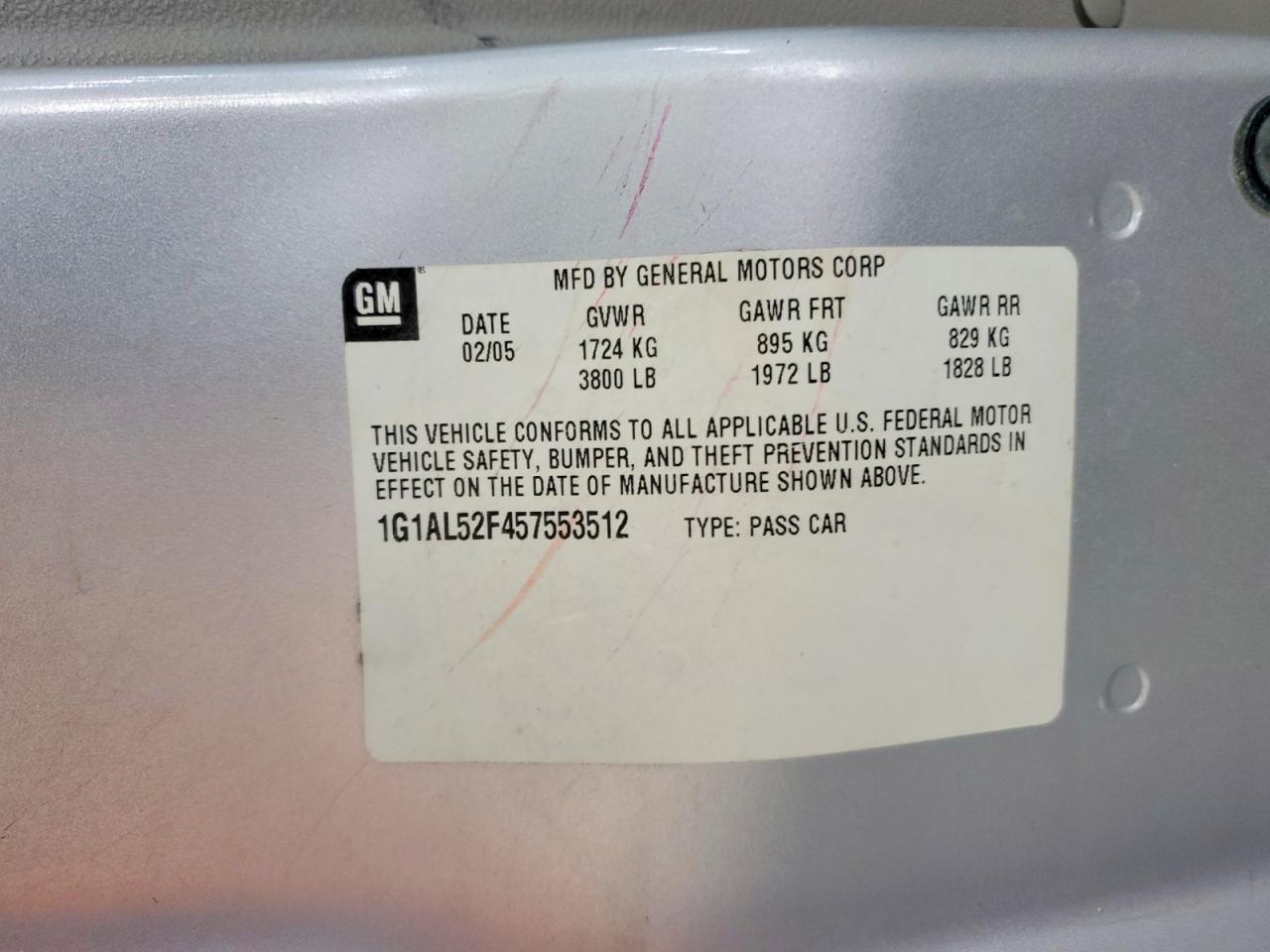 2005 Chevrolet Cobalt Ls Silver vin: 1G1AL52F457553512