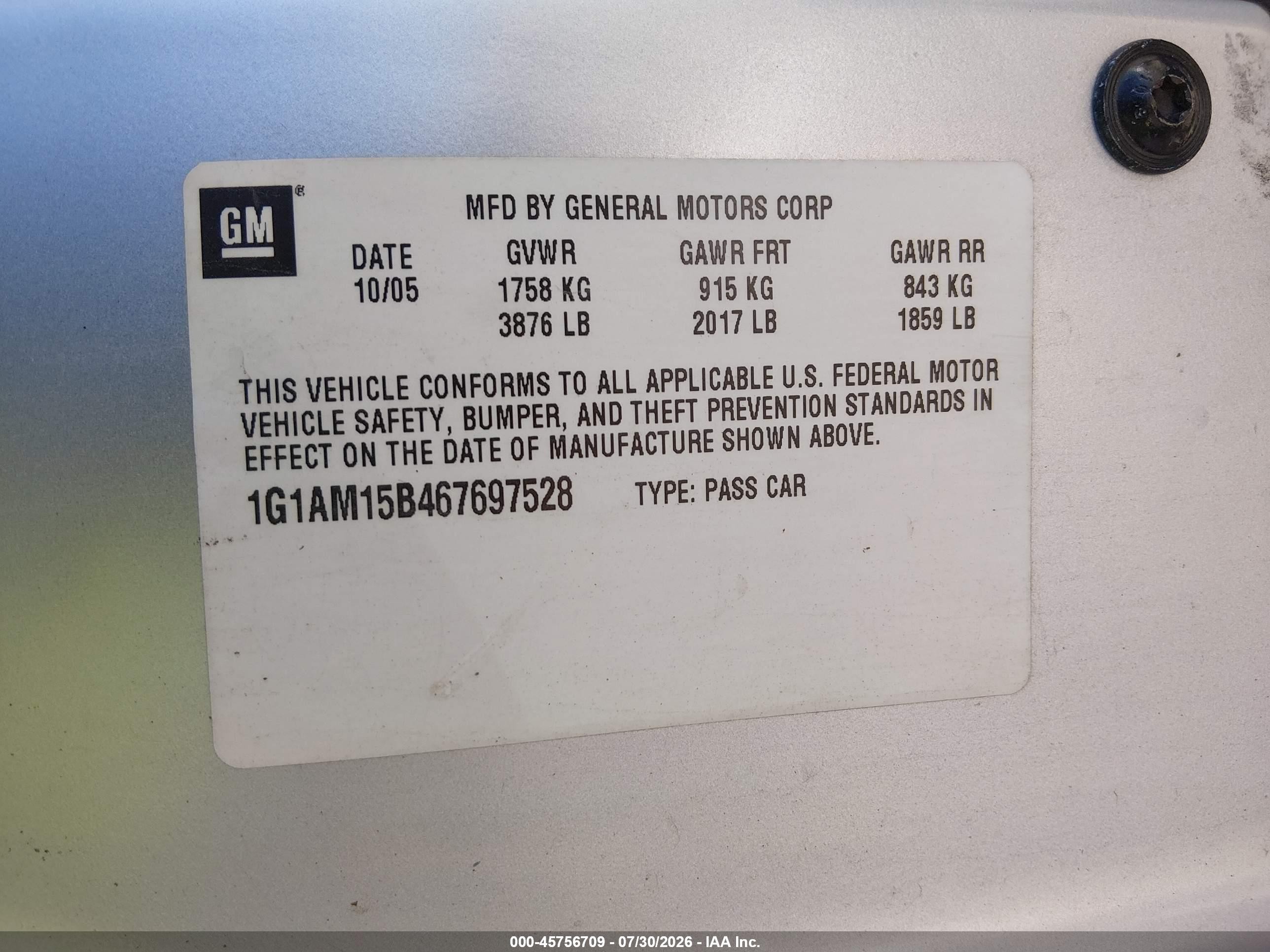 2006 Chevrolet Cobalt Ss Silver vin: 1G1AM15B467697528