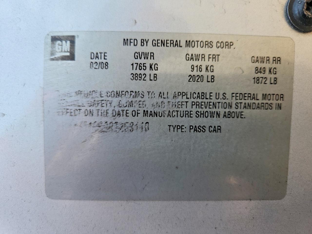 2008 Chevrolet Cobalt Sport Silver vin: 1G1AM18B987253110