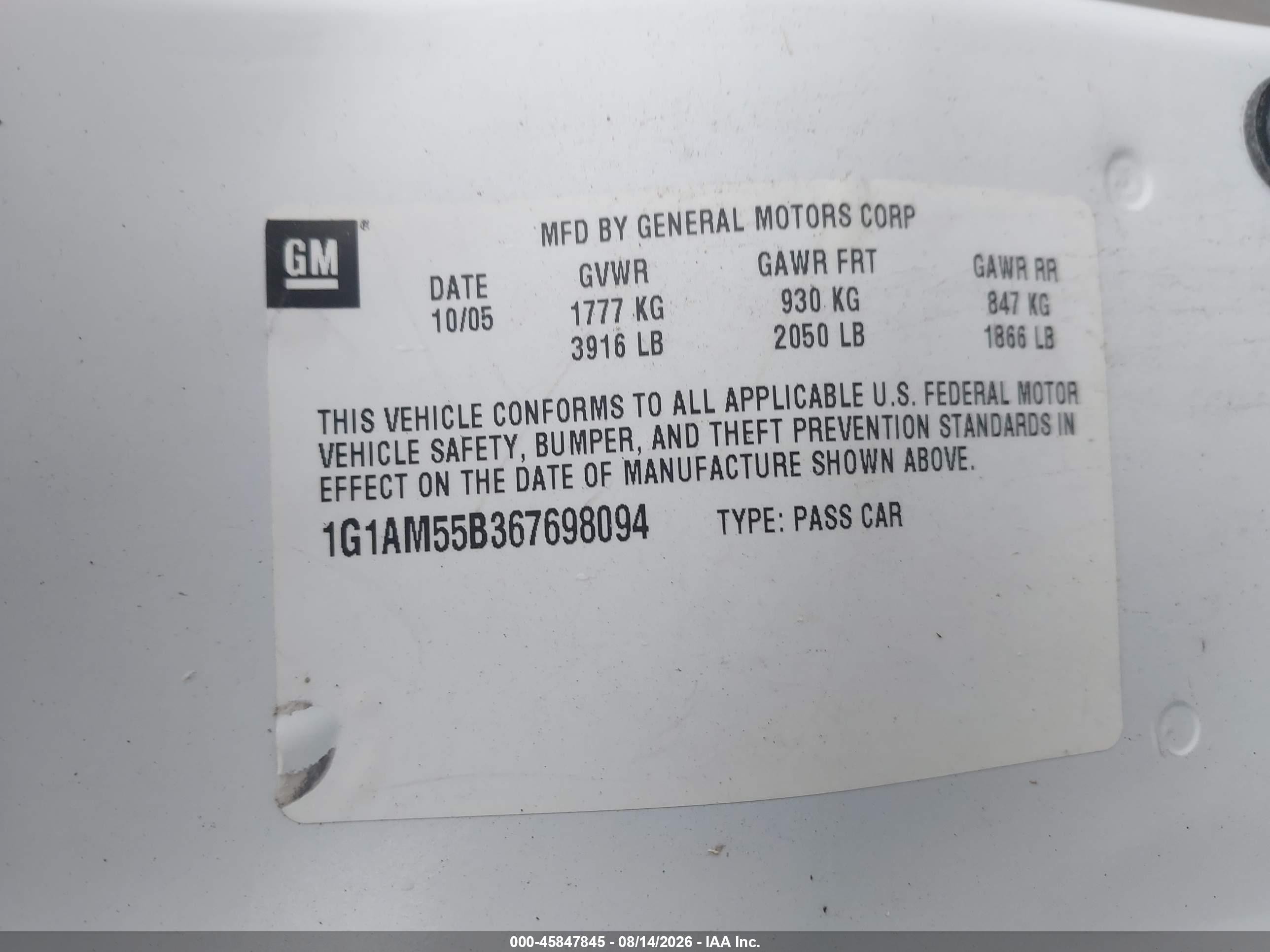 2006 Chevrolet Cobalt Ss White vin: 1G1AM55B367698094