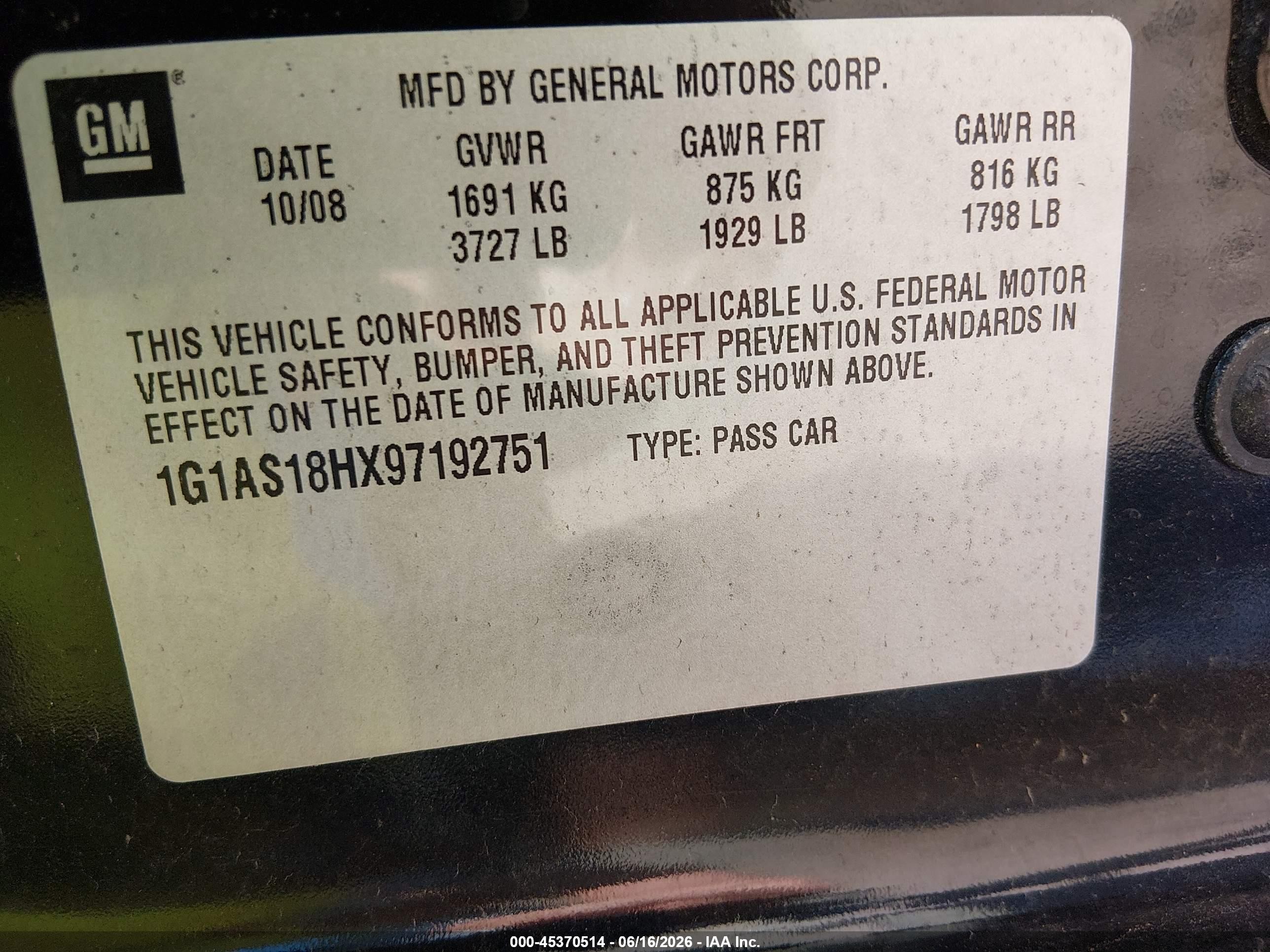 2009 Chevrolet Cobalt Ls Black vin: 1G1AS18HX97192751