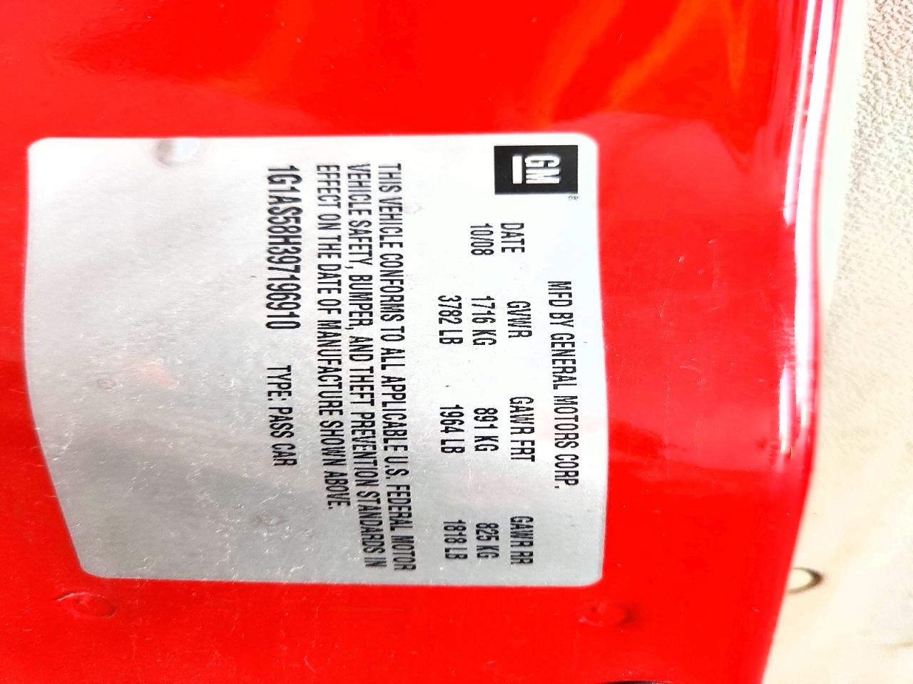 2009 Chevrolet Cobalt Ls Red vin: 1G1AS58H397196910