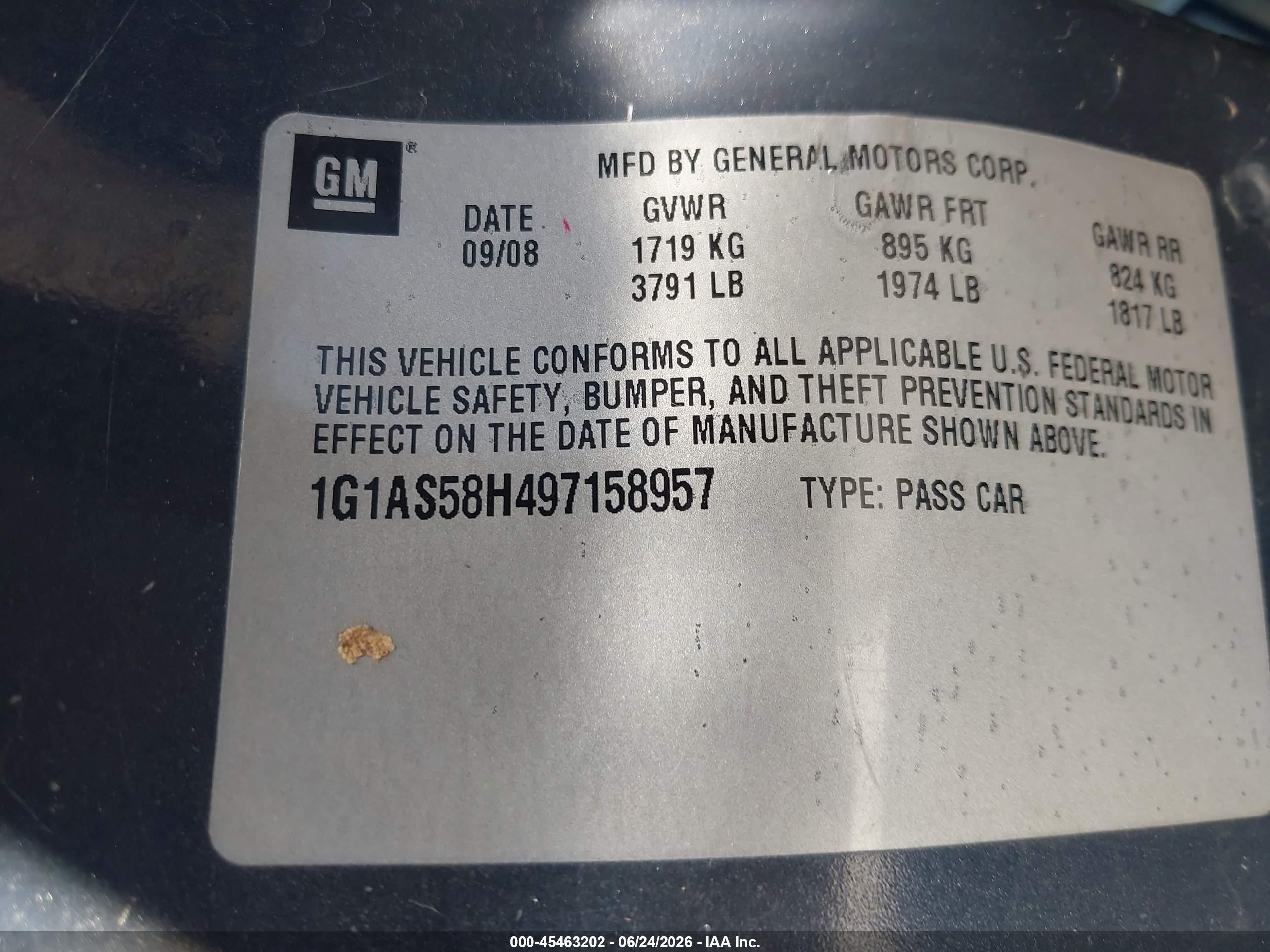 2009 Chevrolet Cobalt Ls Blue vin: 1G1AS58H497158957