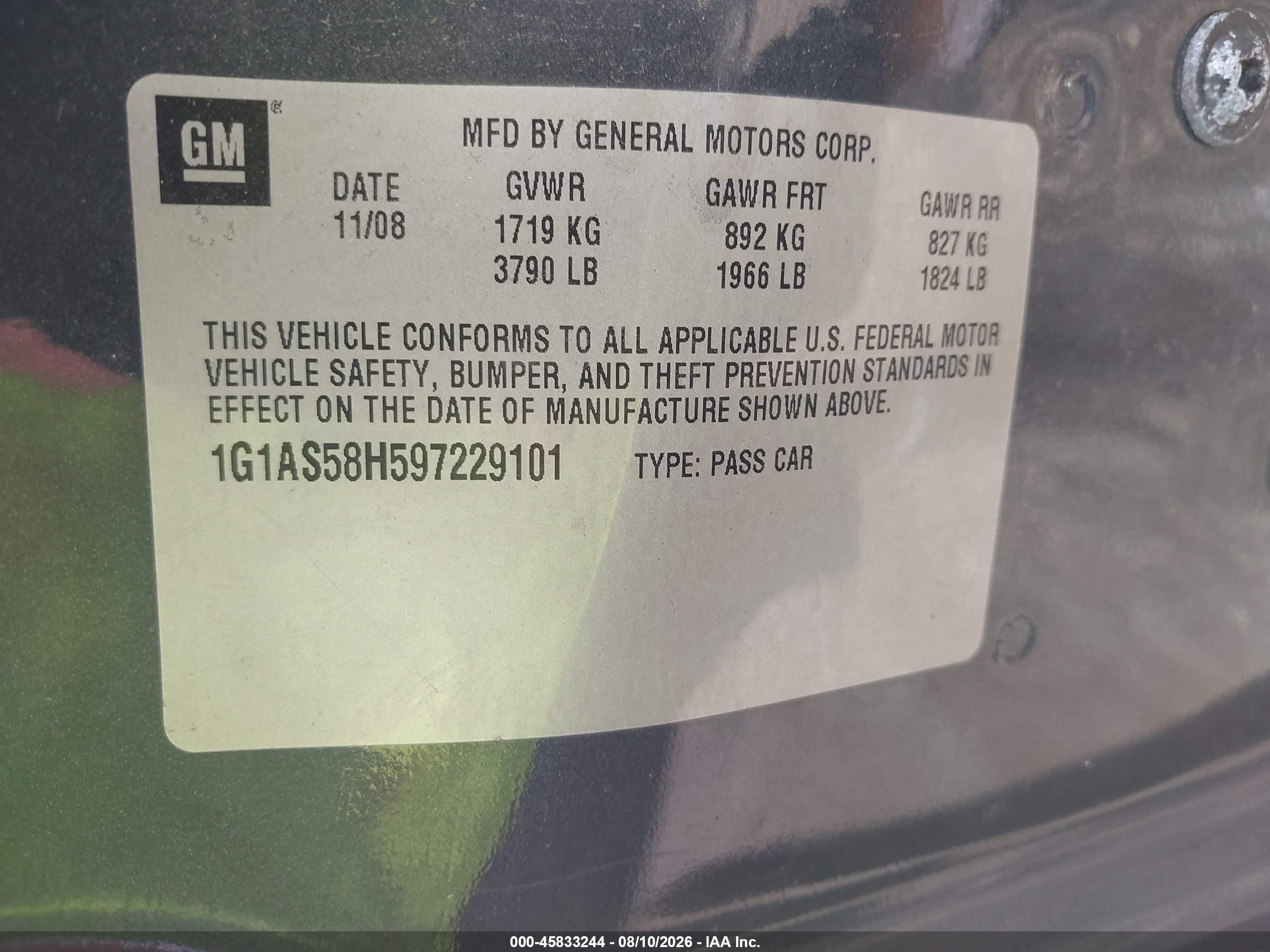 2009 Chevrolet Cobalt Ls Серый vin: 1G1AS58H597229101