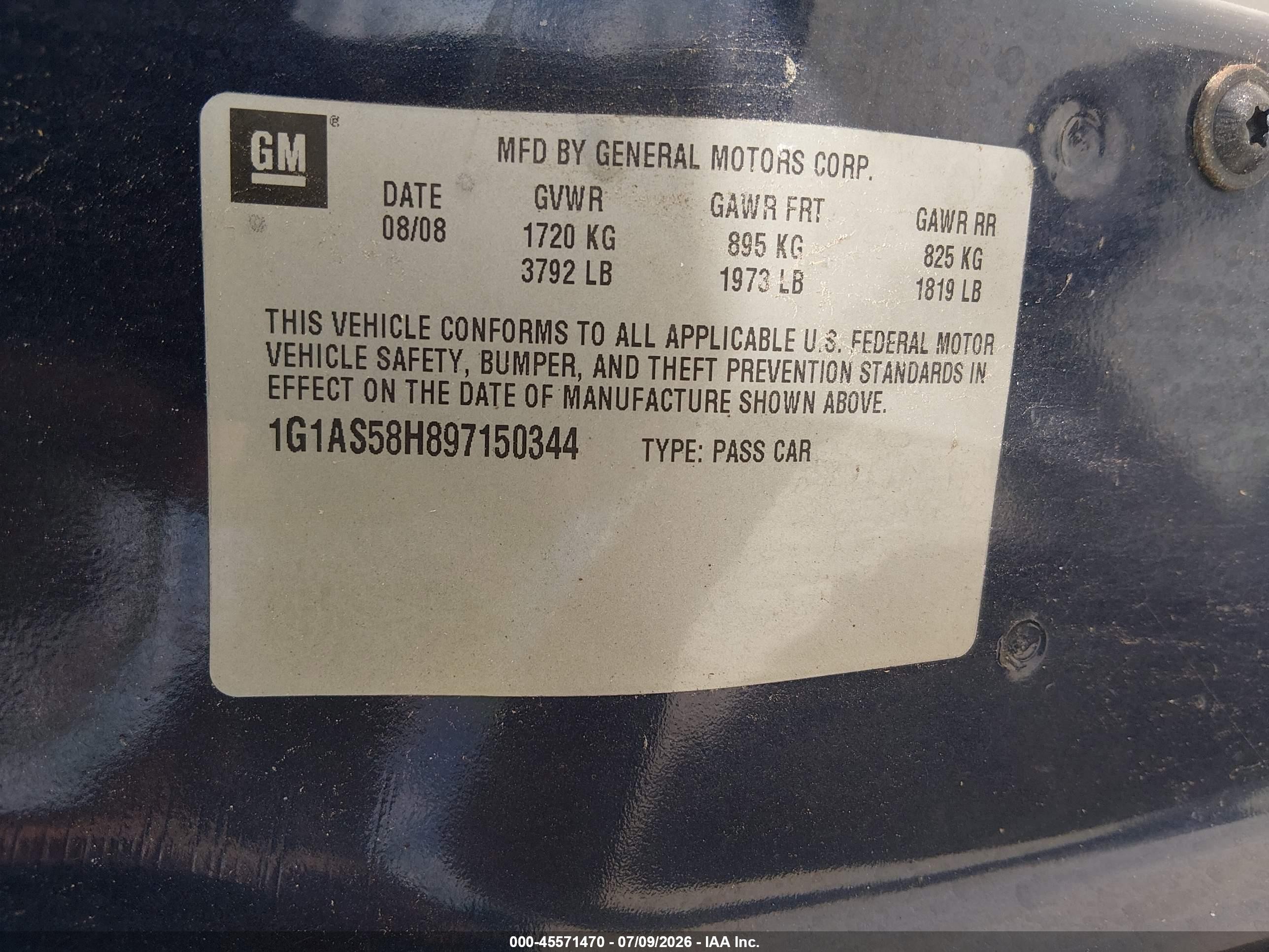 2009 Chevrolet Cobalt Ls Синий vin: 1G1AS58H897150344