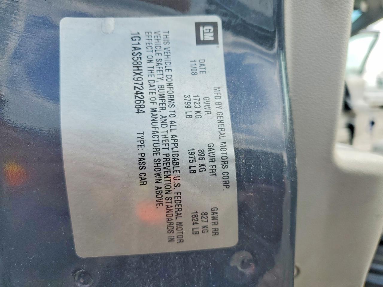 2009 Chevrolet Cobalt Ls Синий vin: 1G1AS58HX97242684
