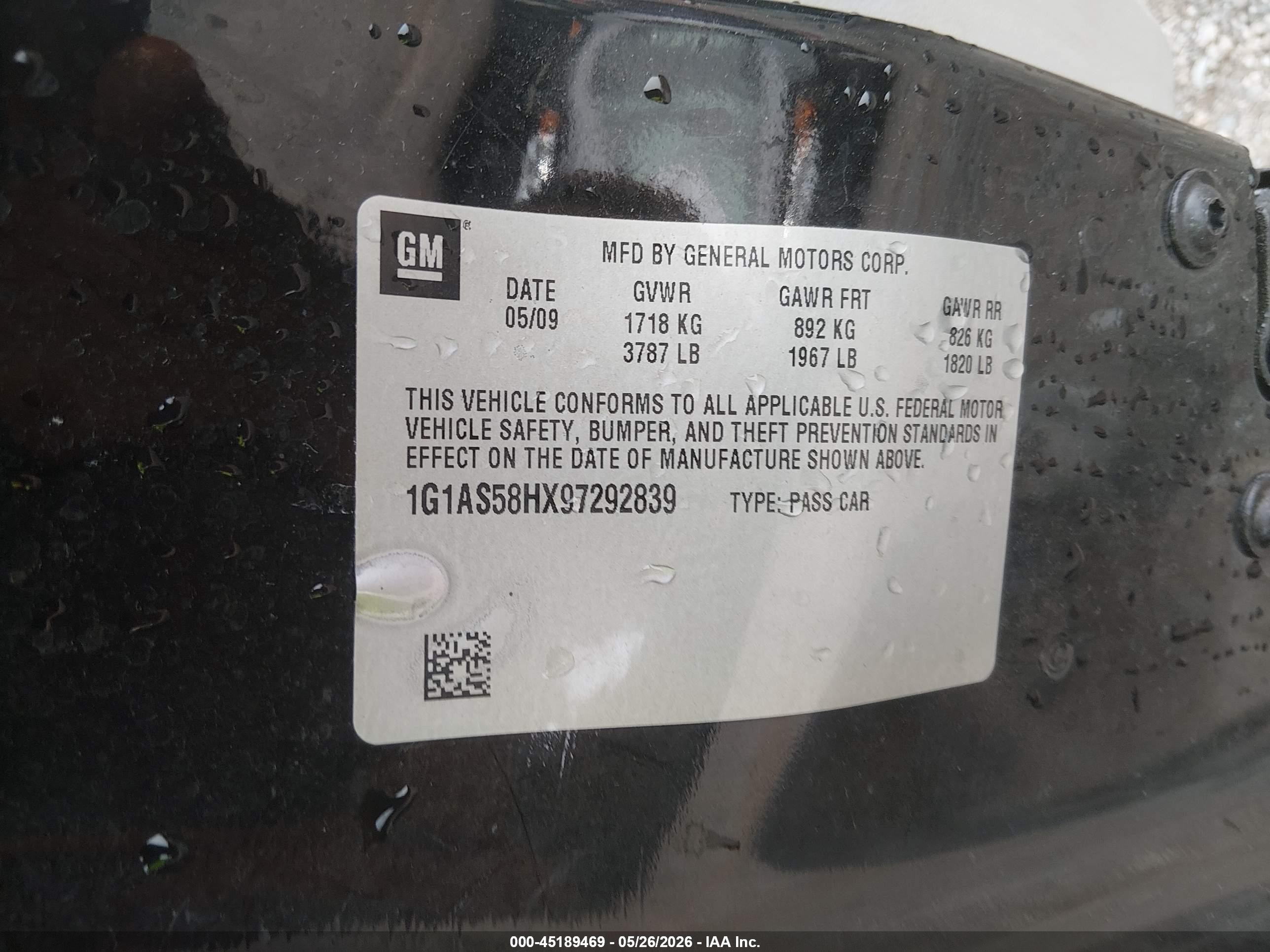 2009 Chevrolet Cobalt Ls Black vin: 1G1AS58HX97292839