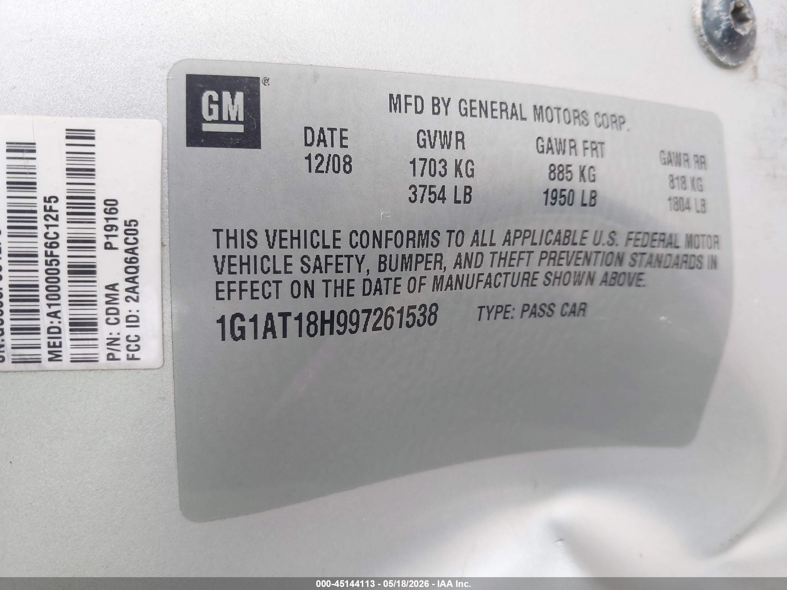 2009 Chevrolet Cobalt Lt Silver vin: 1G1AT18H997261538
