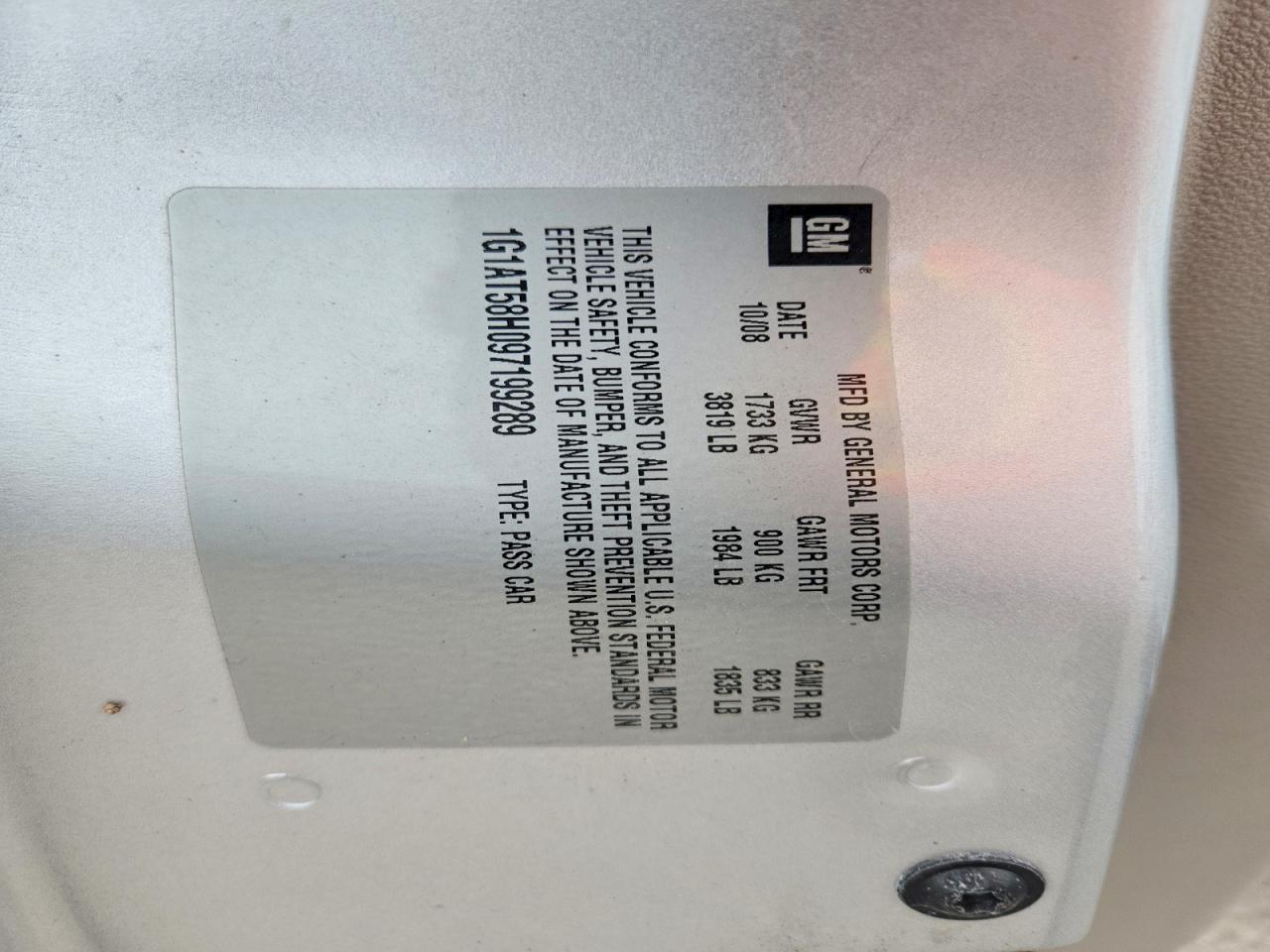 2009 Chevrolet Cobalt Lt Silver vin: 1G1AT58H097199289