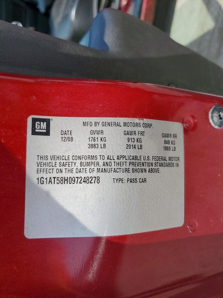 2009 Chevrolet Cobalt Lt Burgundy vin: 1G1AT58H097248278