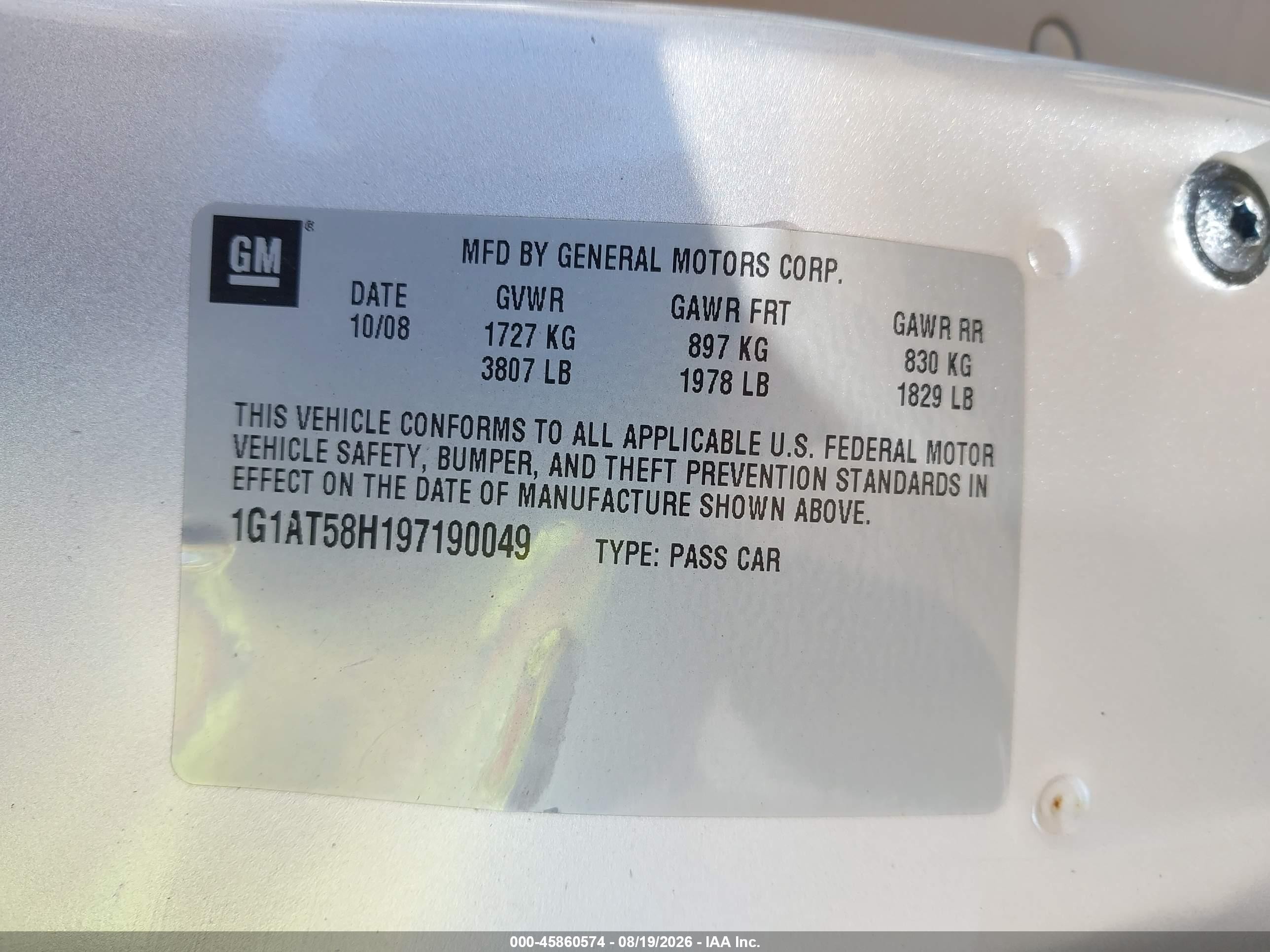 2009 Chevrolet Cobalt Lt Gray vin: 1G1AT58H197190049