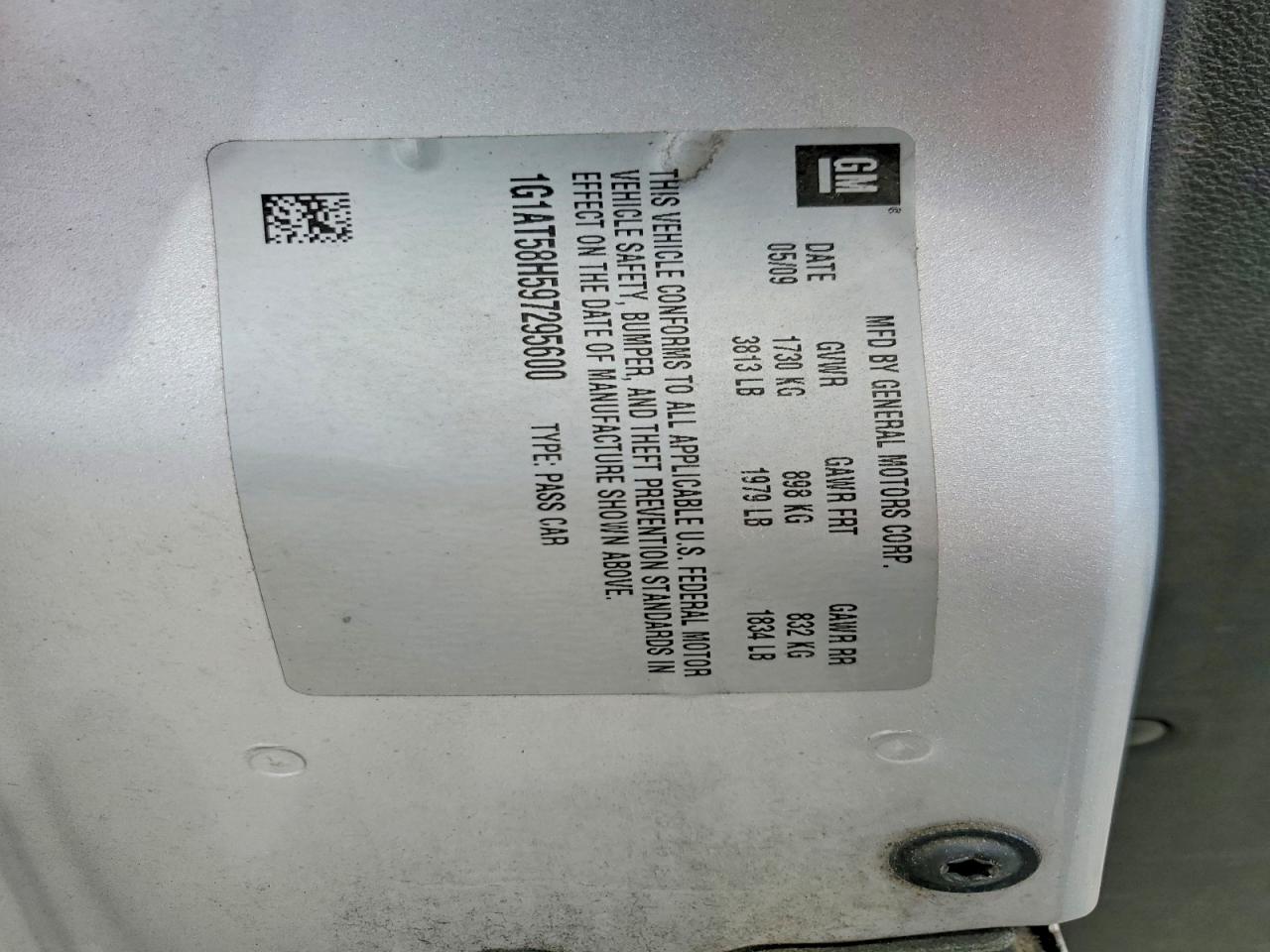 2009 Chevrolet Cobalt Lt Silver vin: 1G1AT58H597295600