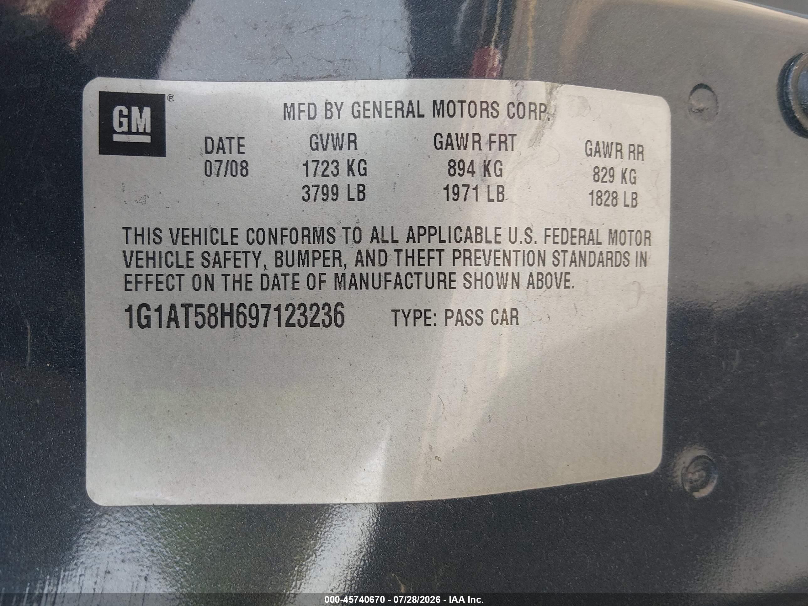 2009 Chevrolet Cobalt Lt Gray vin: 1G1AT58H697123236