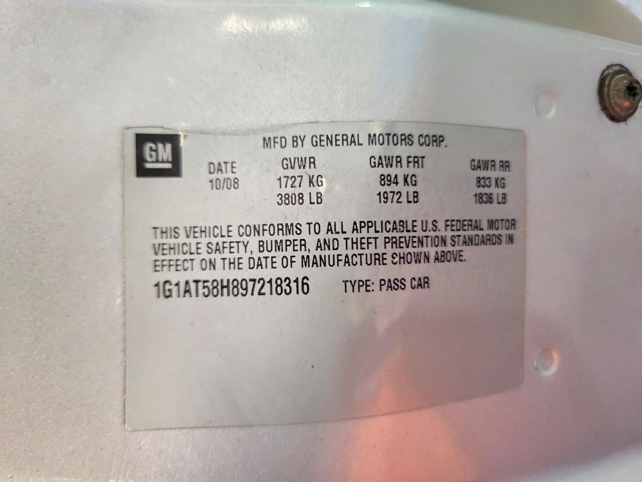 2009 Chevrolet Cobalt Lt Silver vin: 1G1AT58H897218316