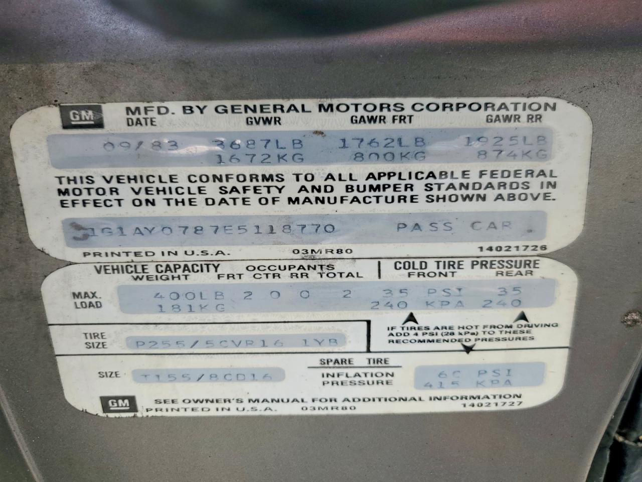 1984 Chevrolet Corvette Серебряный vin: 1G1AY0787E5118770